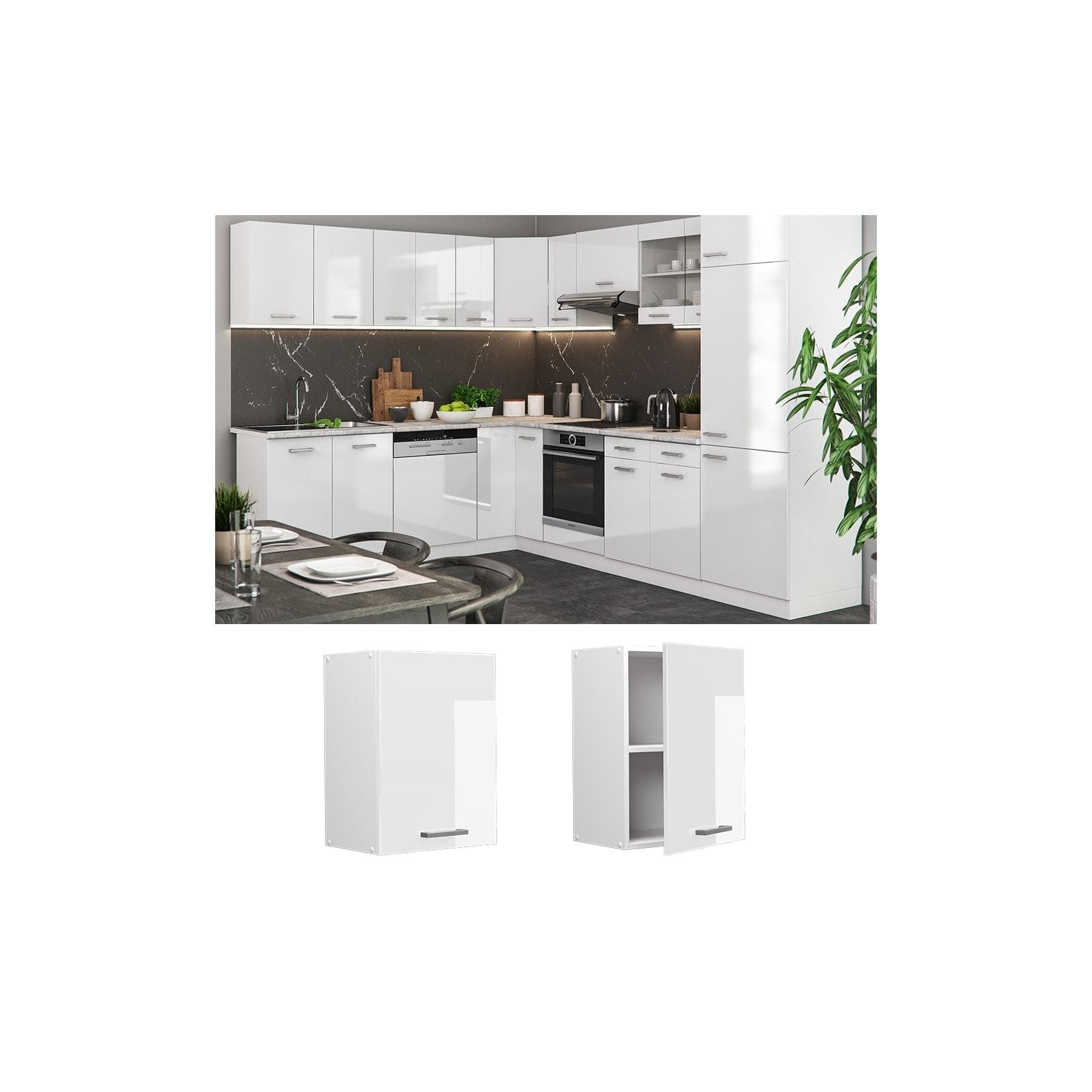 Vicco Hängeschrank R-Line Weiß Hochglanz Küchenschrank