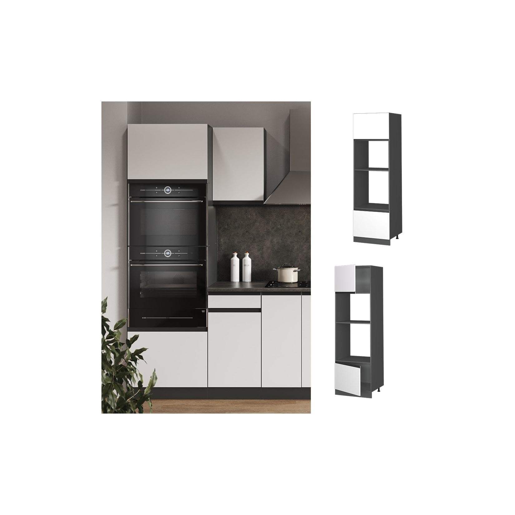 Vicco Mikrowellenschrank R-Line J-Shape Anthrazit Weiß Modern