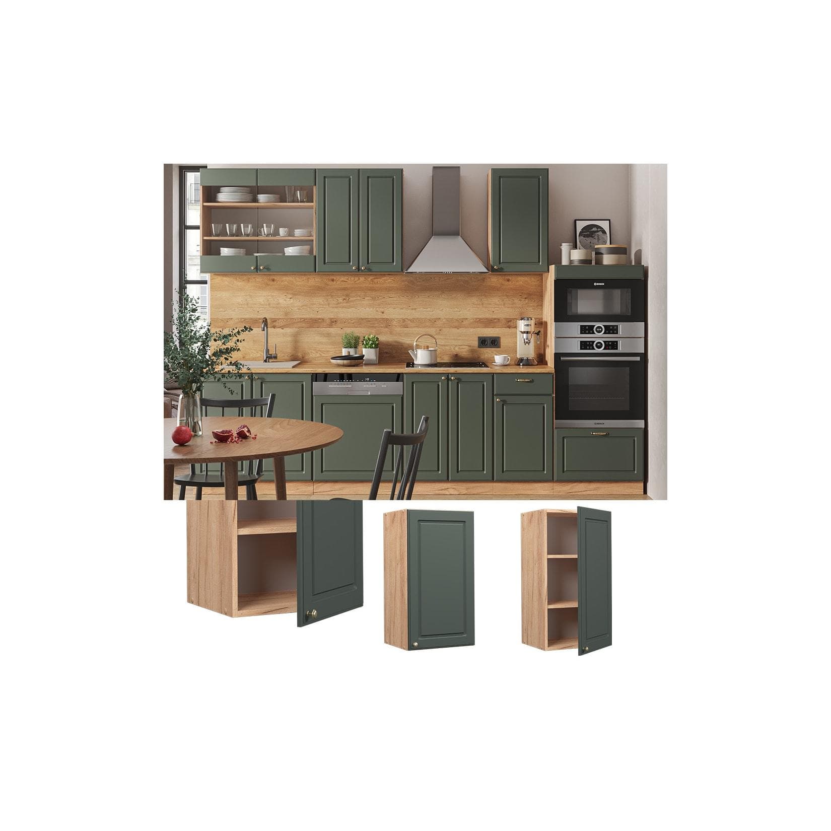 Vicco Hängeschrank Fame-Line Grün-Gold Landhaus 40 cm Küche