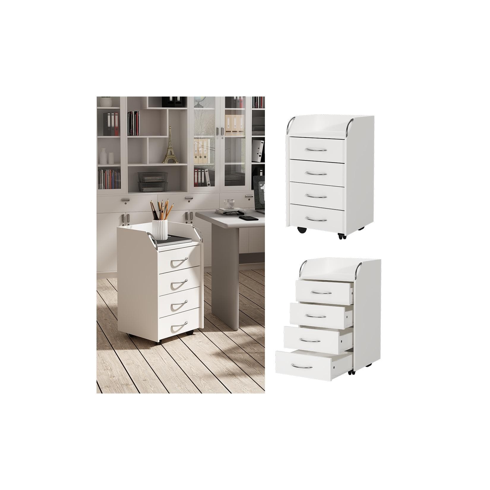 Vicco Rollcontainer Gwendolyn Weiß 4 Schubladen