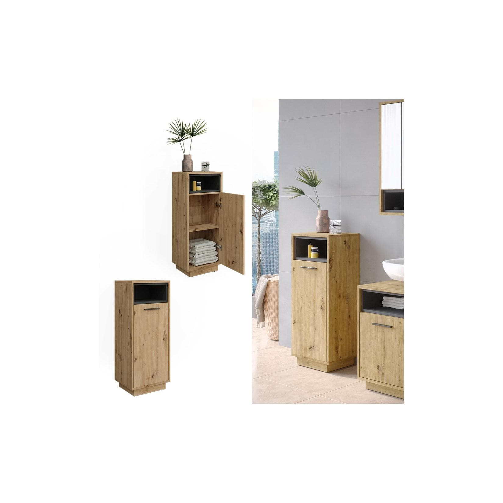 Vicco Midischrank Beatrice Eiche Anthrazit Modern Badmöbel