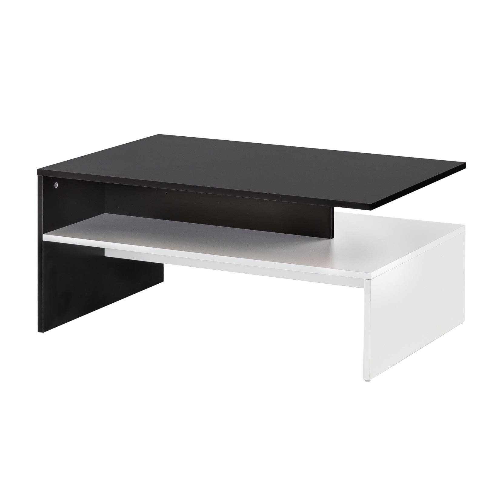 Moderner Couchtisch mit Ablage - Rechteckig in Schwarz/Weiß