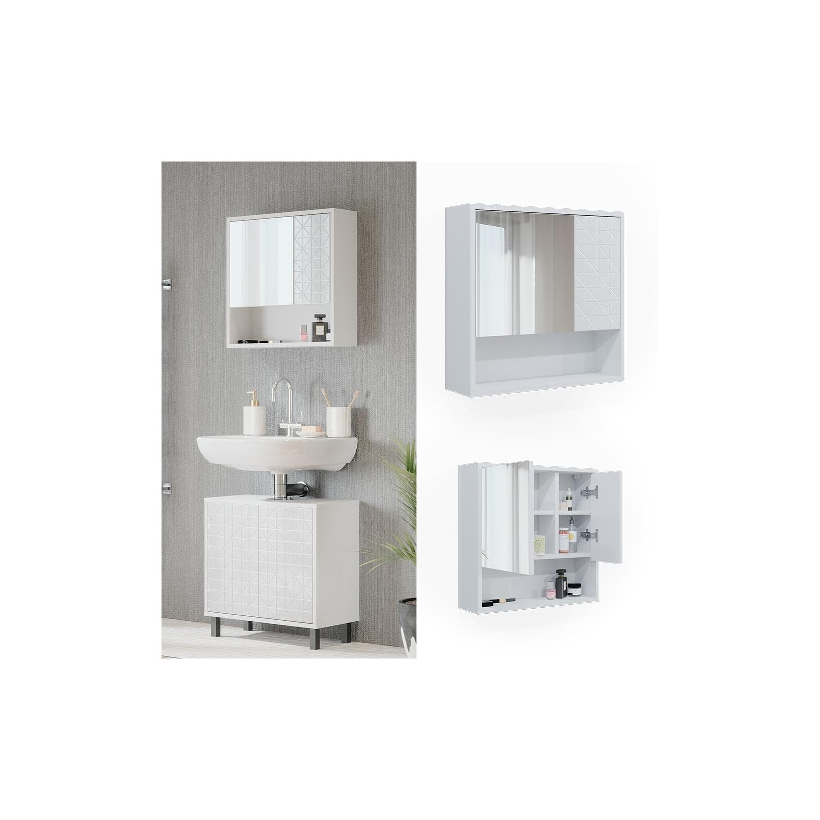 Vicco Badezimmerspiegelschrank Agasta Weiß Hochglanz, S0W6Y0DX