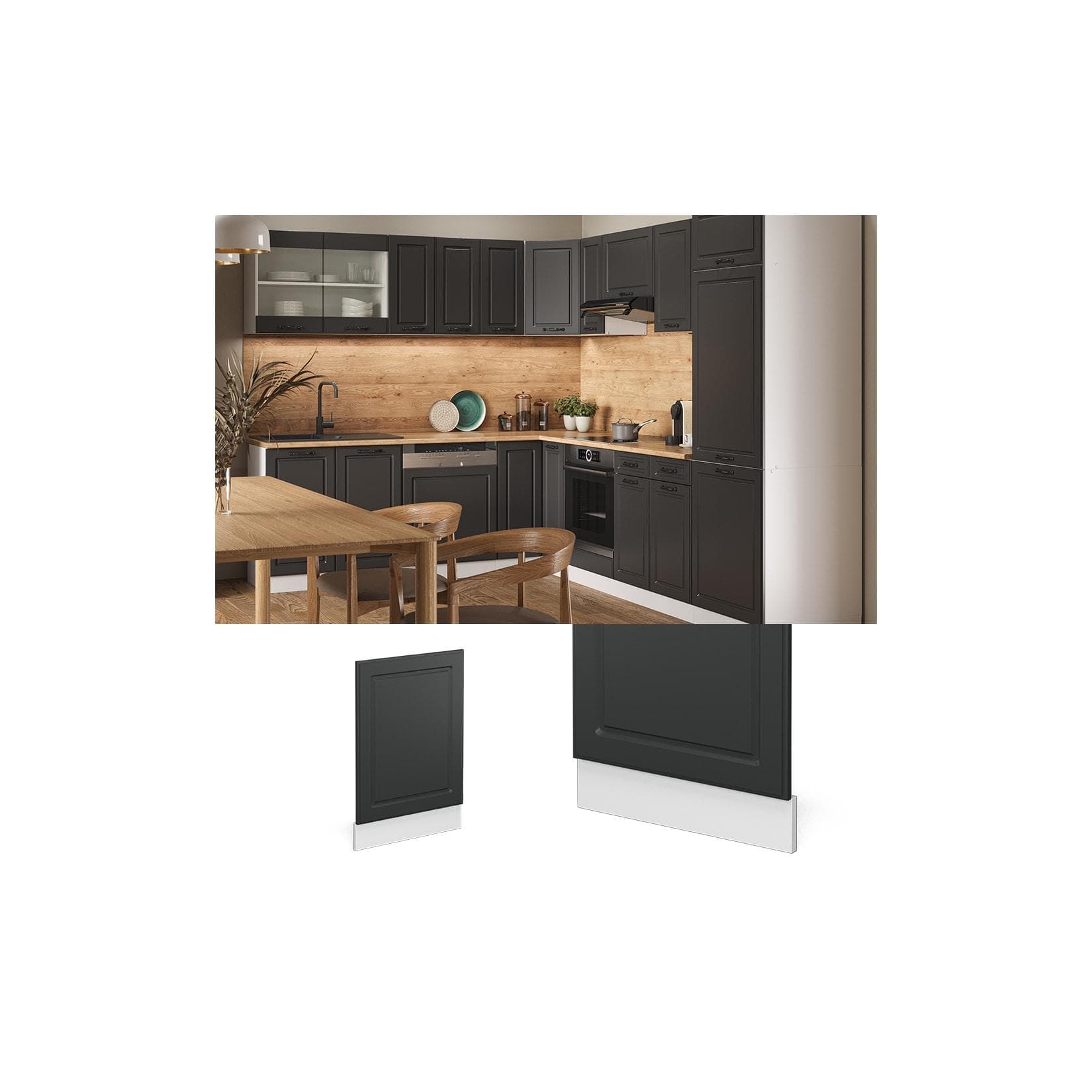 Vicco Geschirrspülerfront Blende R-Line 45 cm Anthrazit Landhausstil