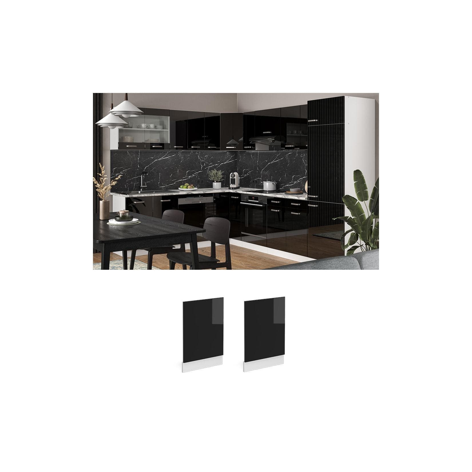 Vicco Geschirrspülerblende R-Line Weiß Schwarz Modern