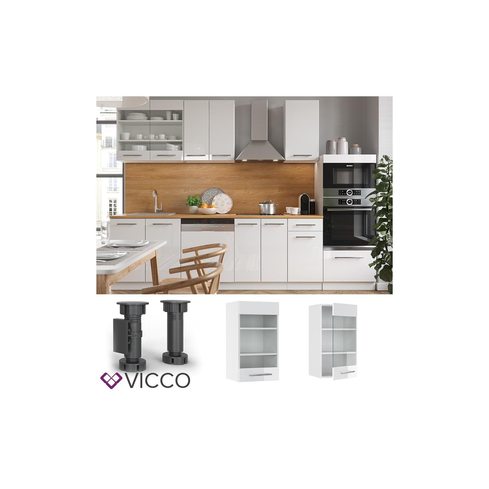 Vicco Glashängeschrank Fame-Line Weiß Hochglanz Glas