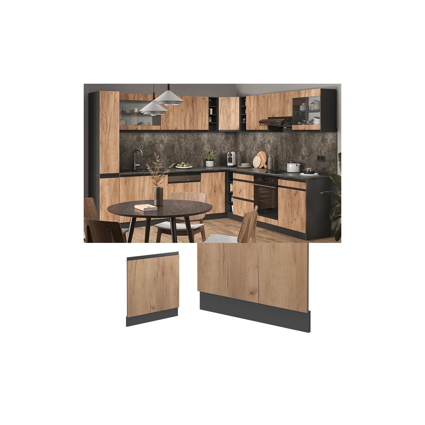 Vicco Geschirrspülerblende R-Line J-Shape Anthrazit Eiche 60 cm