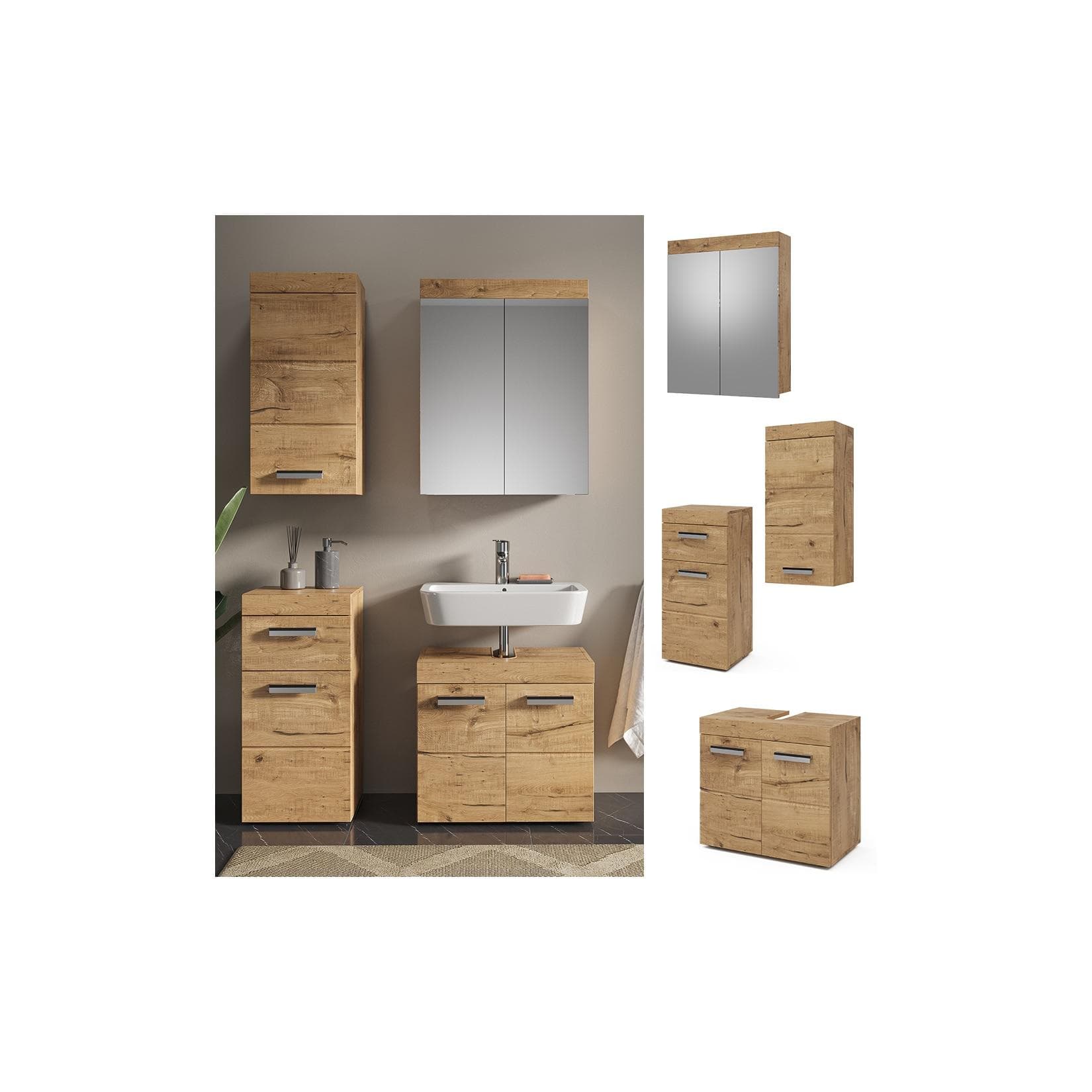 Vicco Badmöbel Set Luna - Spiegelschrank, Midischrank, Hängeschrank Weiß