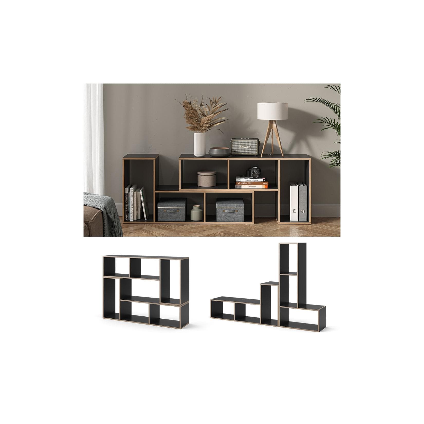 Vicco Regal Tetris 2er-Set Anthrazit Modernes Standregal