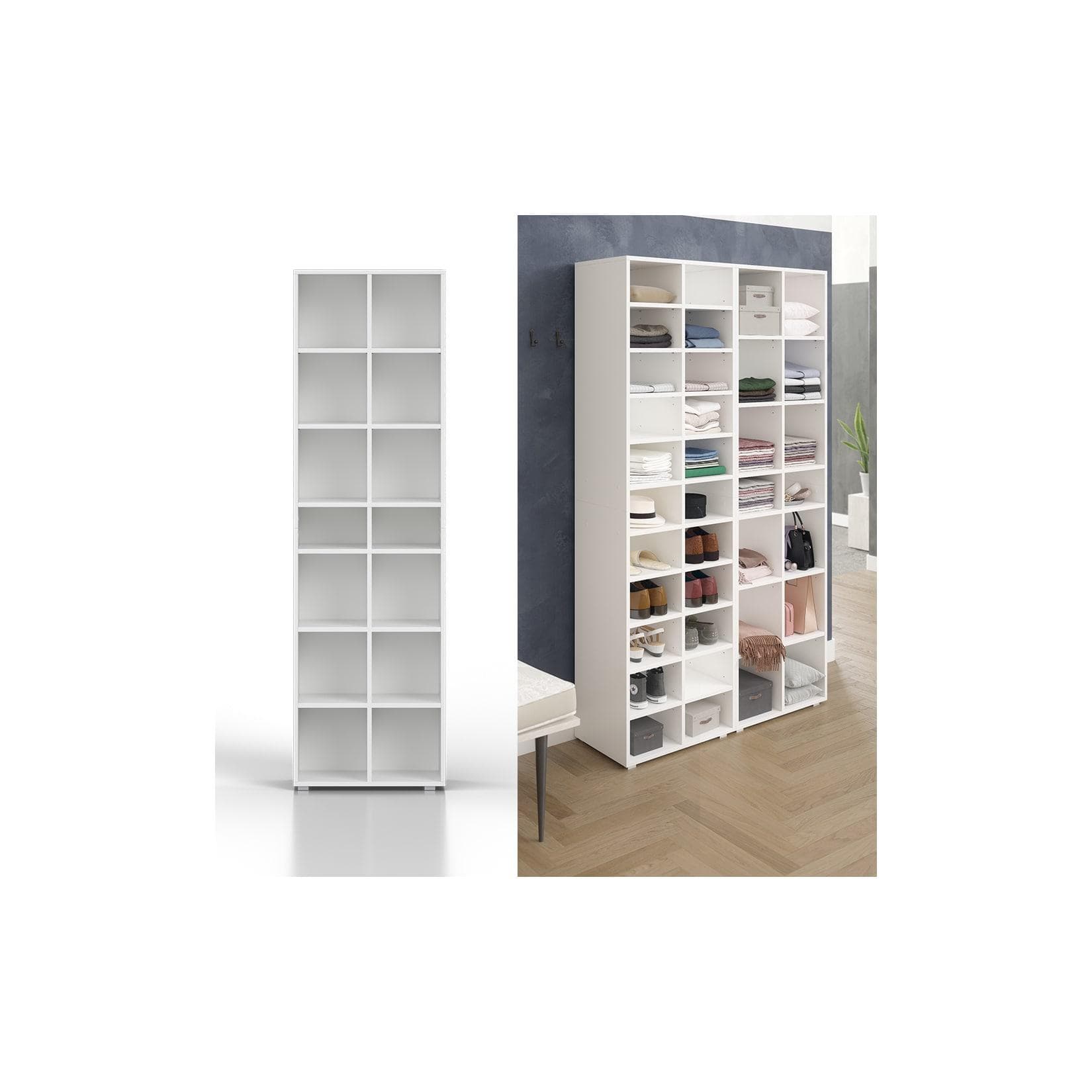 VICCO Kleiderregal Schrank Paris Weiß mit 8 verstellbaren Böden