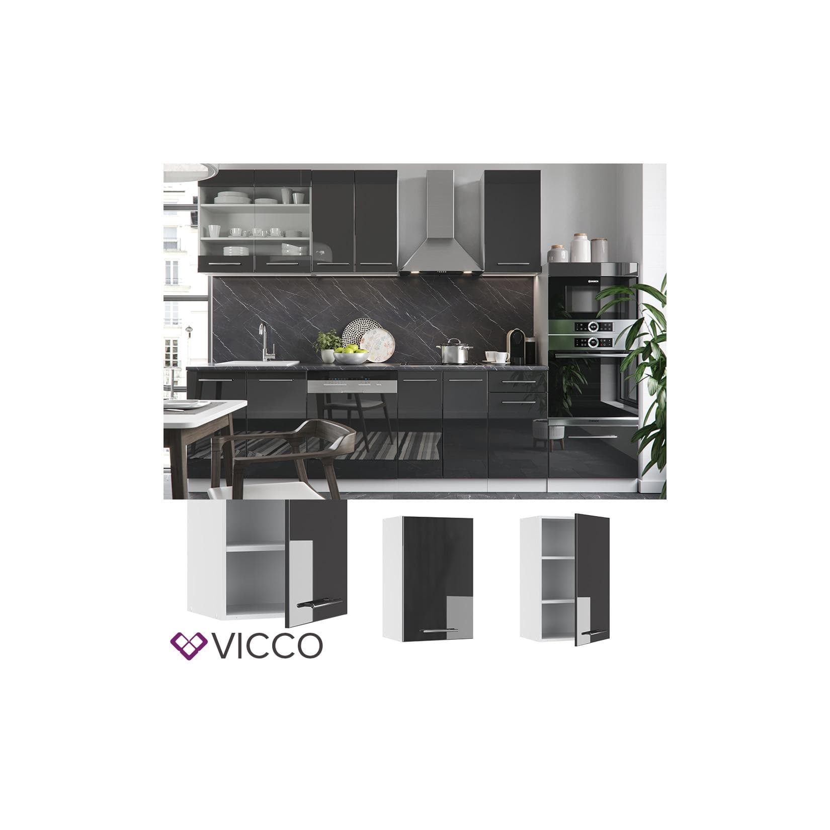 VICCO Hängeschrank 45 cm Anthrazit Küche Fame-Line Unterschrank