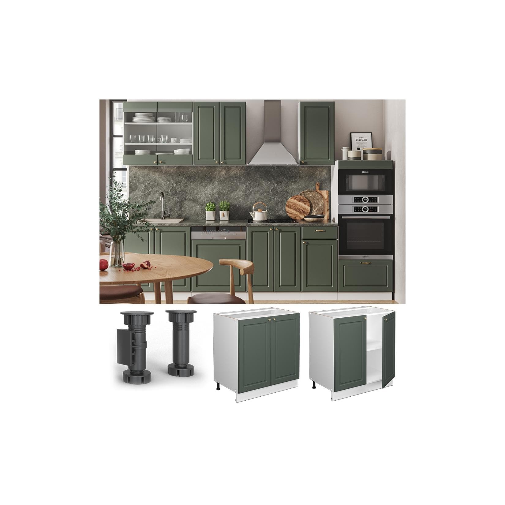 Vicco Unterschrank Fame-Line Weiß Grün-Gold Landhaus 80 cm Drehtür