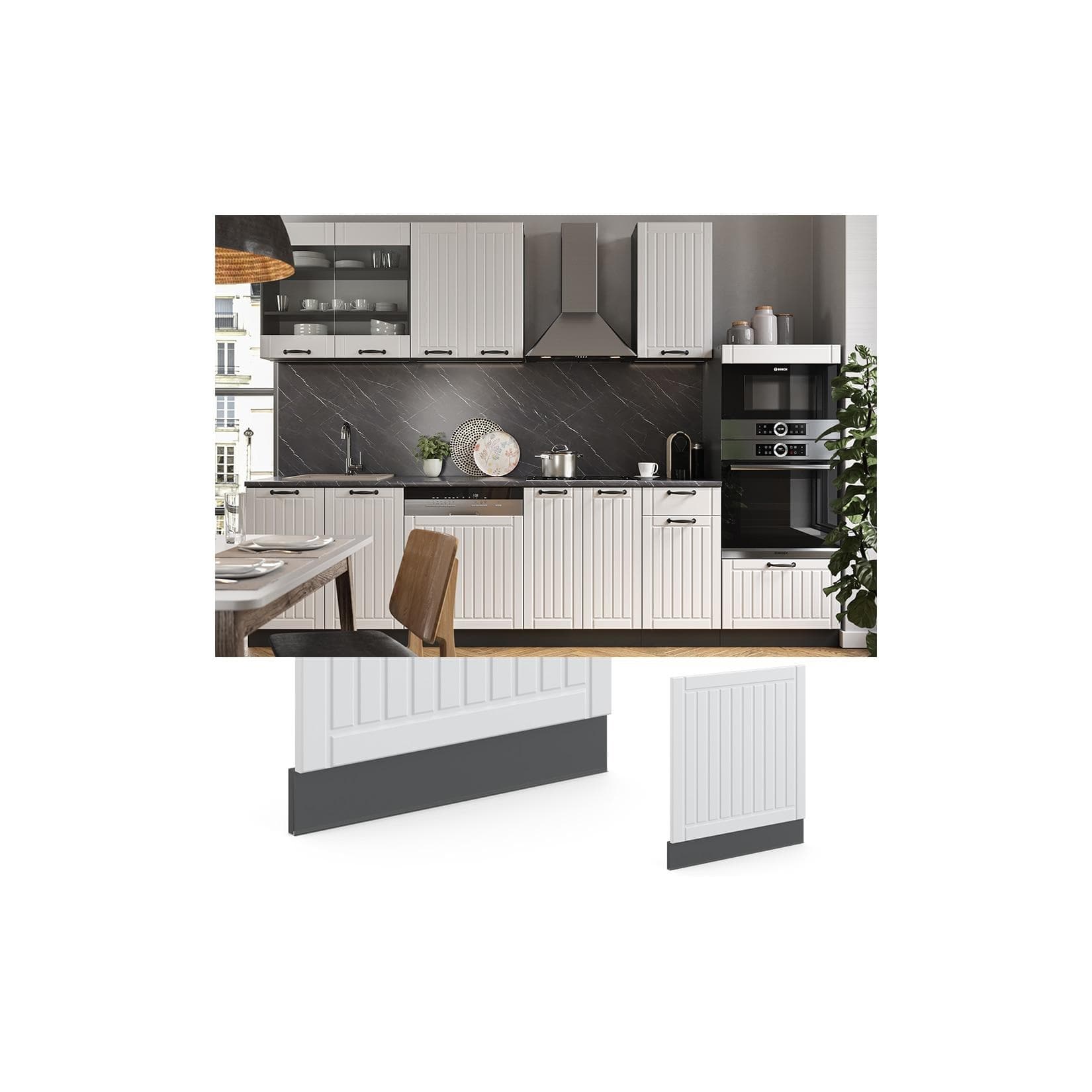 Vicco Geschirrspülerblende Fame-Line Anthrazit Weiß 60 cm