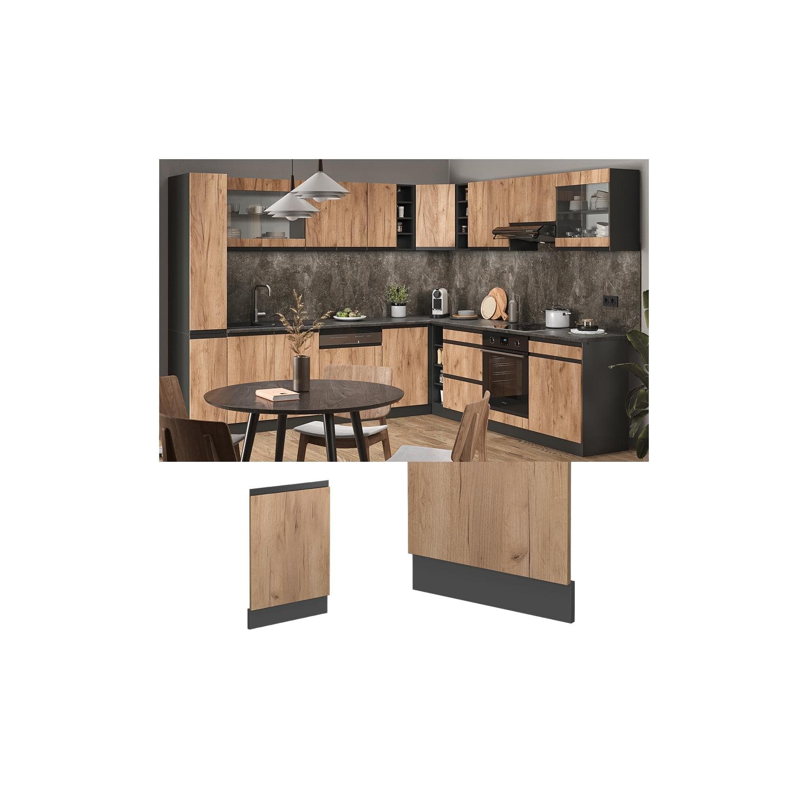 Goldkraft Eiche/Anthrazit J-Shape Frontblende