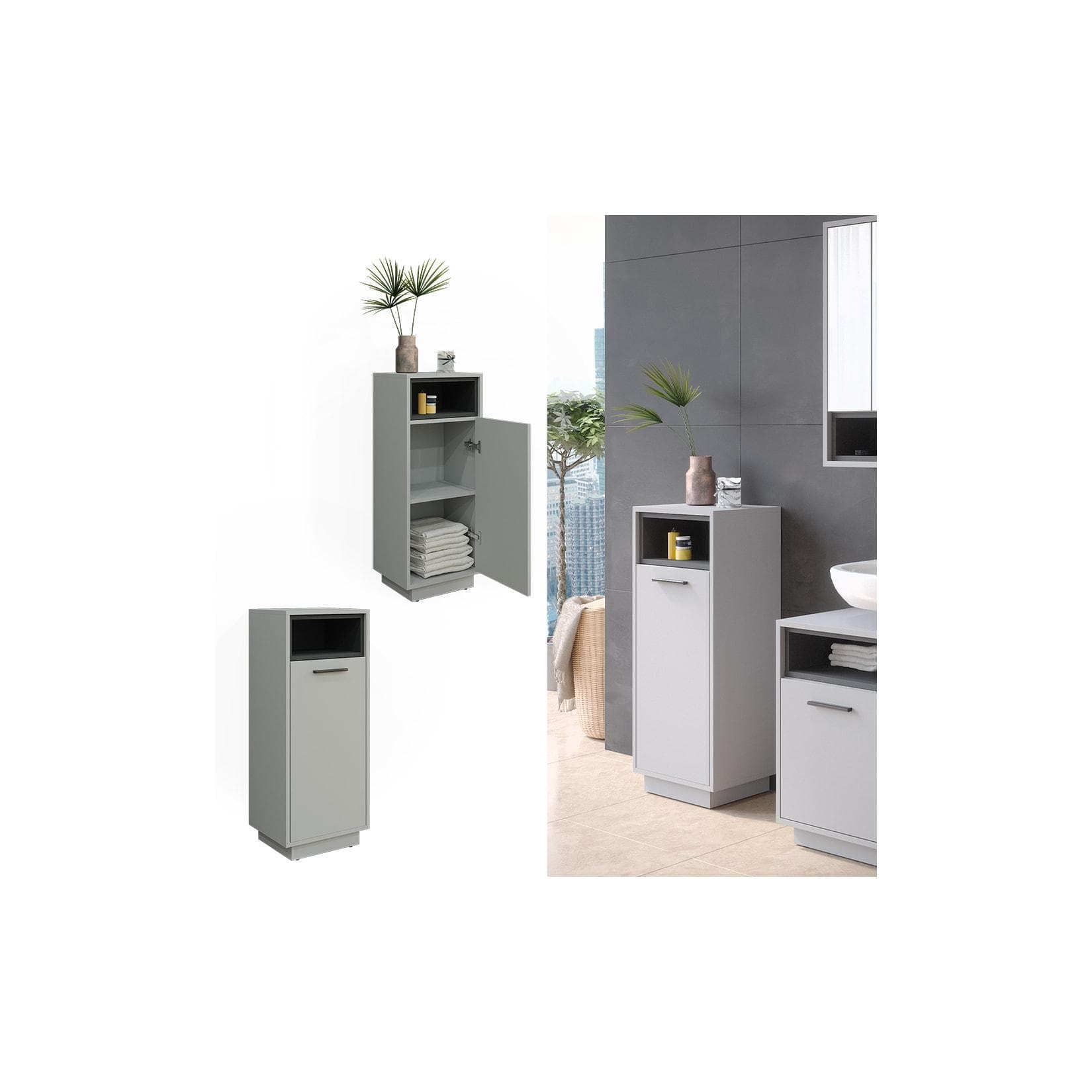 Vicco Midischrank Beatrice Grau Anthrazit Modern Badschrank