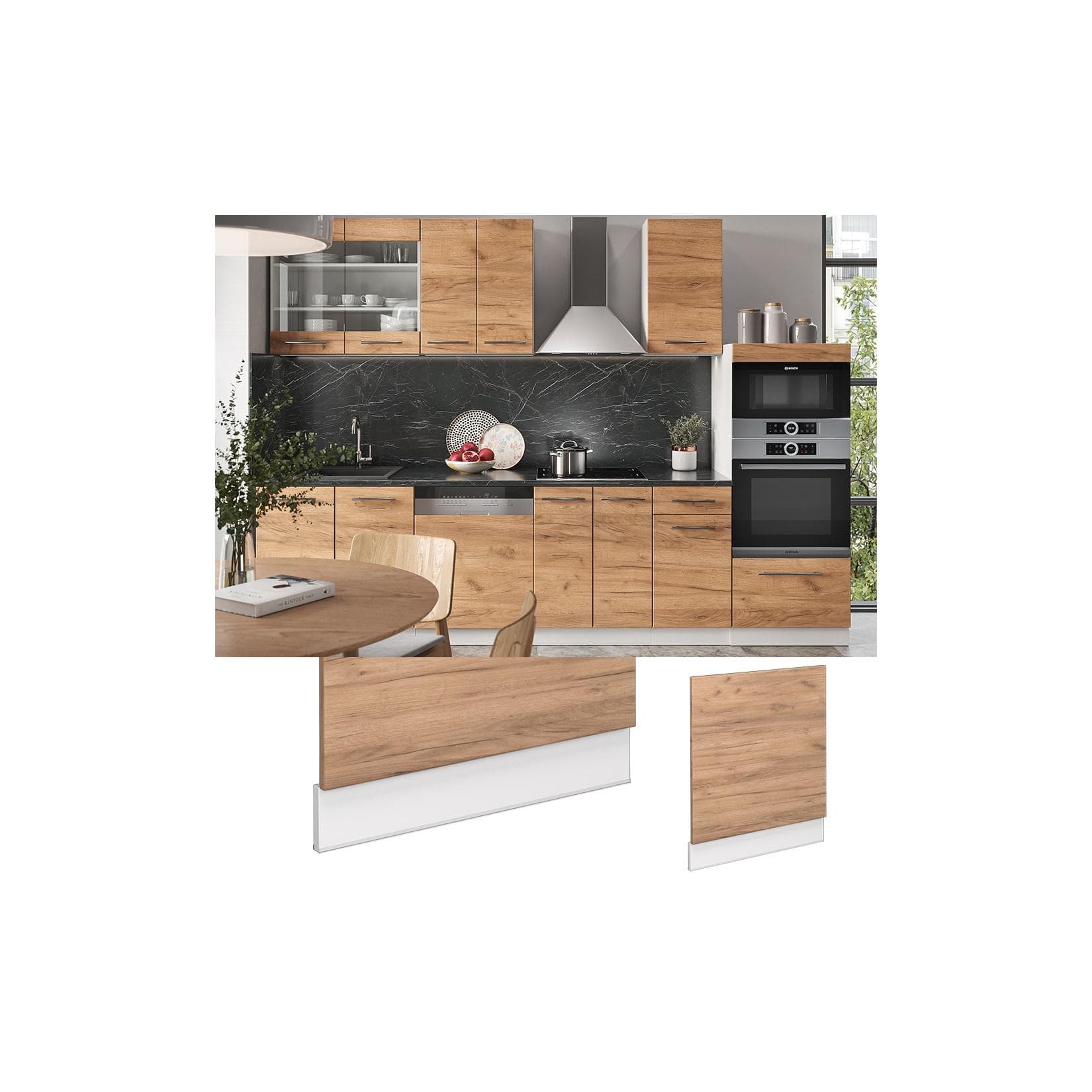 Goldkraft Eiche/Weiß Frontblende für Küche