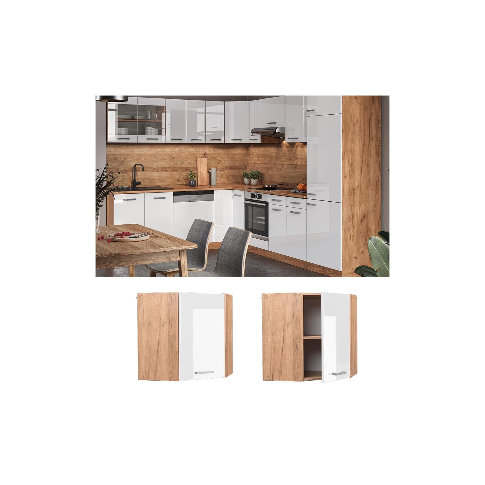Vicco Eckhängeschrank R-Line 57 cm Weiß/Gold