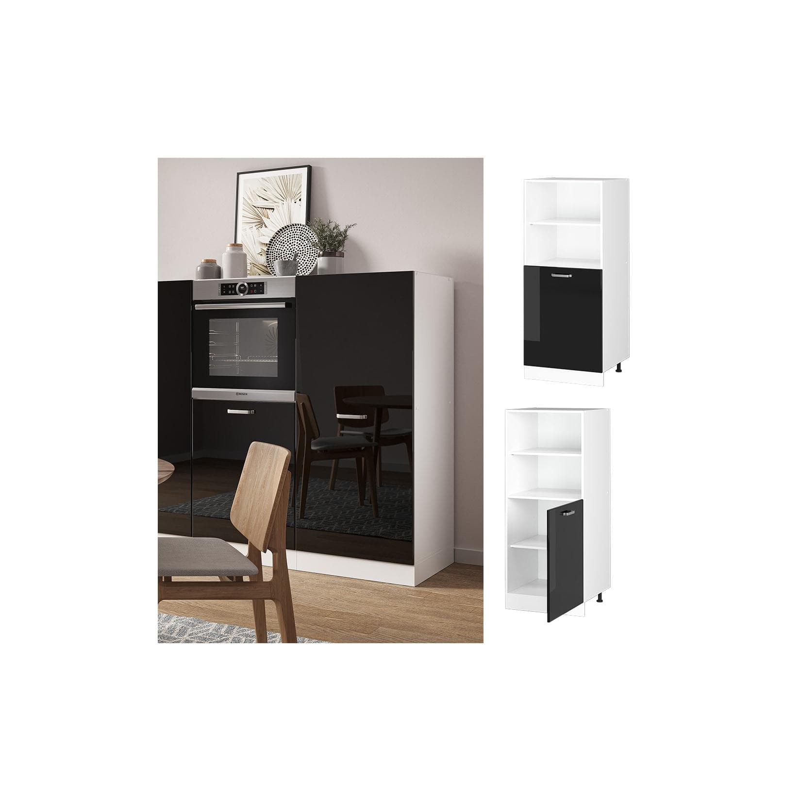 Vicco Vorratsschrank Küchenschrank R-Line Weiß Schwarz Modern