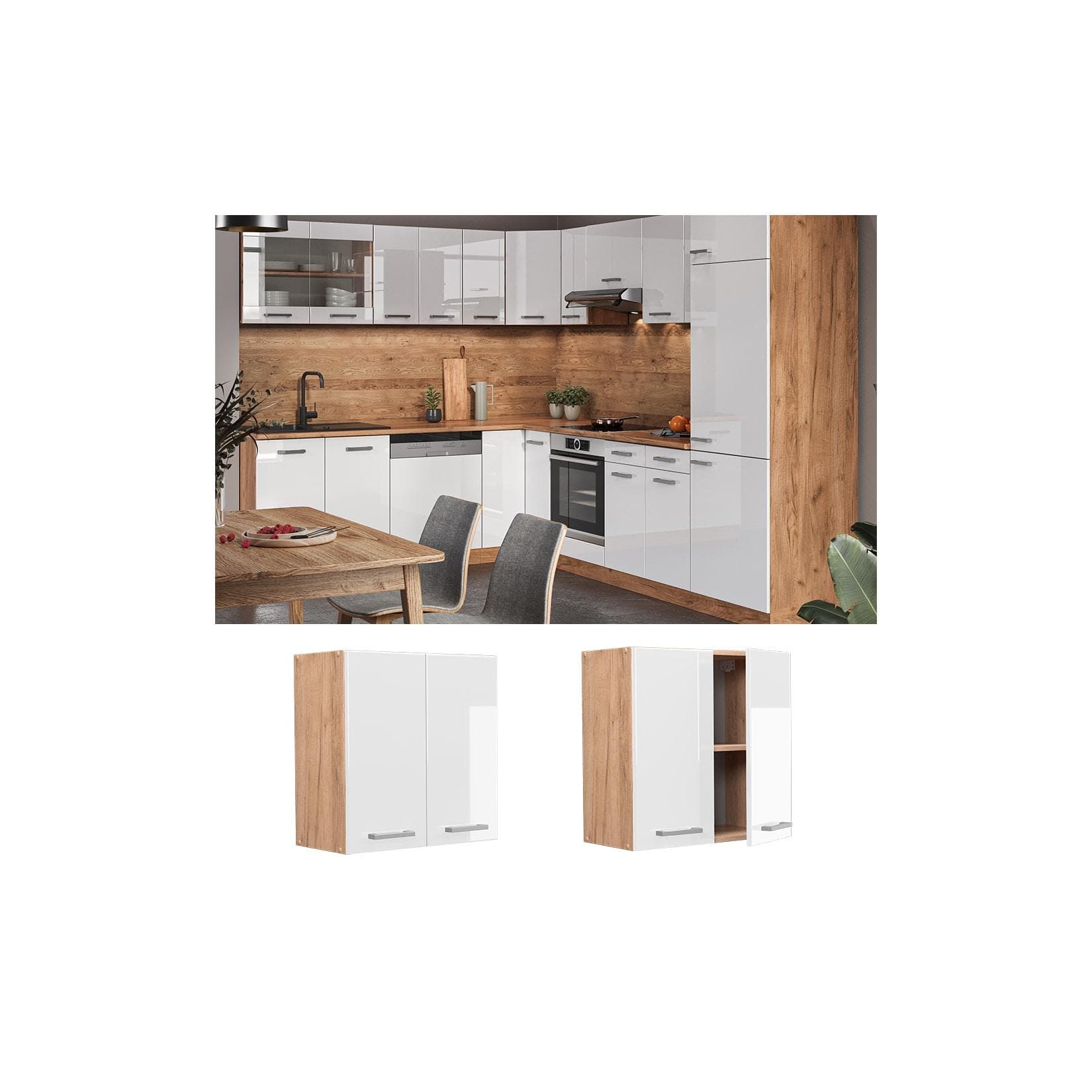 Vicco Hängeschrank Küchenschrank R-Line 60 cm Weiß/Gold