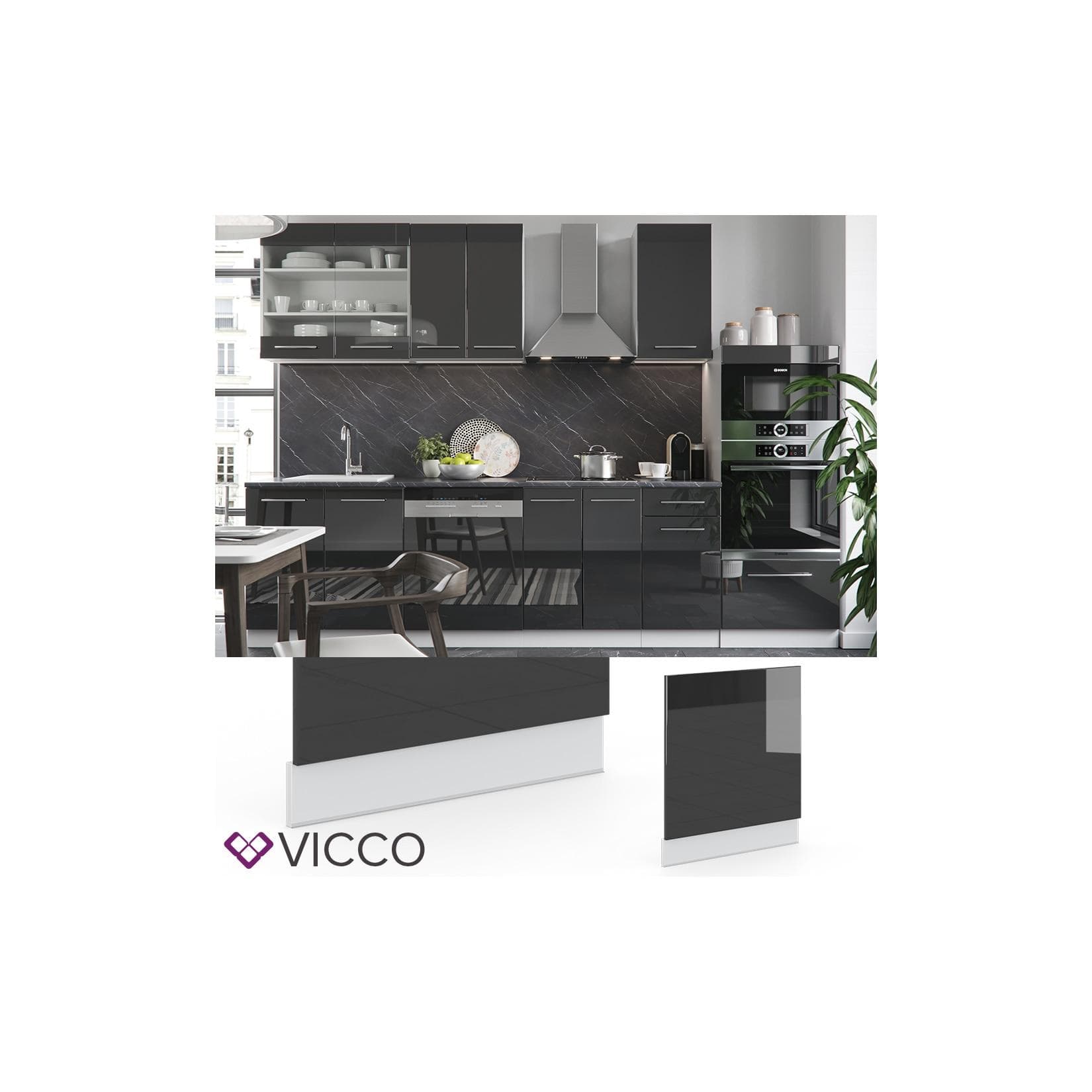 VICCO Geschirrspülerblende 60 cm Anthrazit Fame-Line