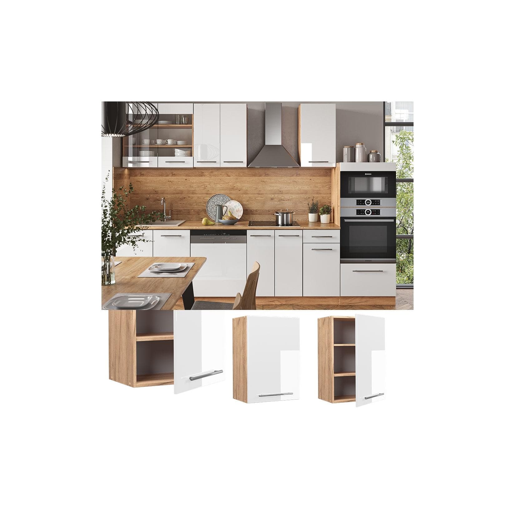 Vicco Hängeschrank Küchenschrank Fame-Line Weiß Hochglanz 50 cm