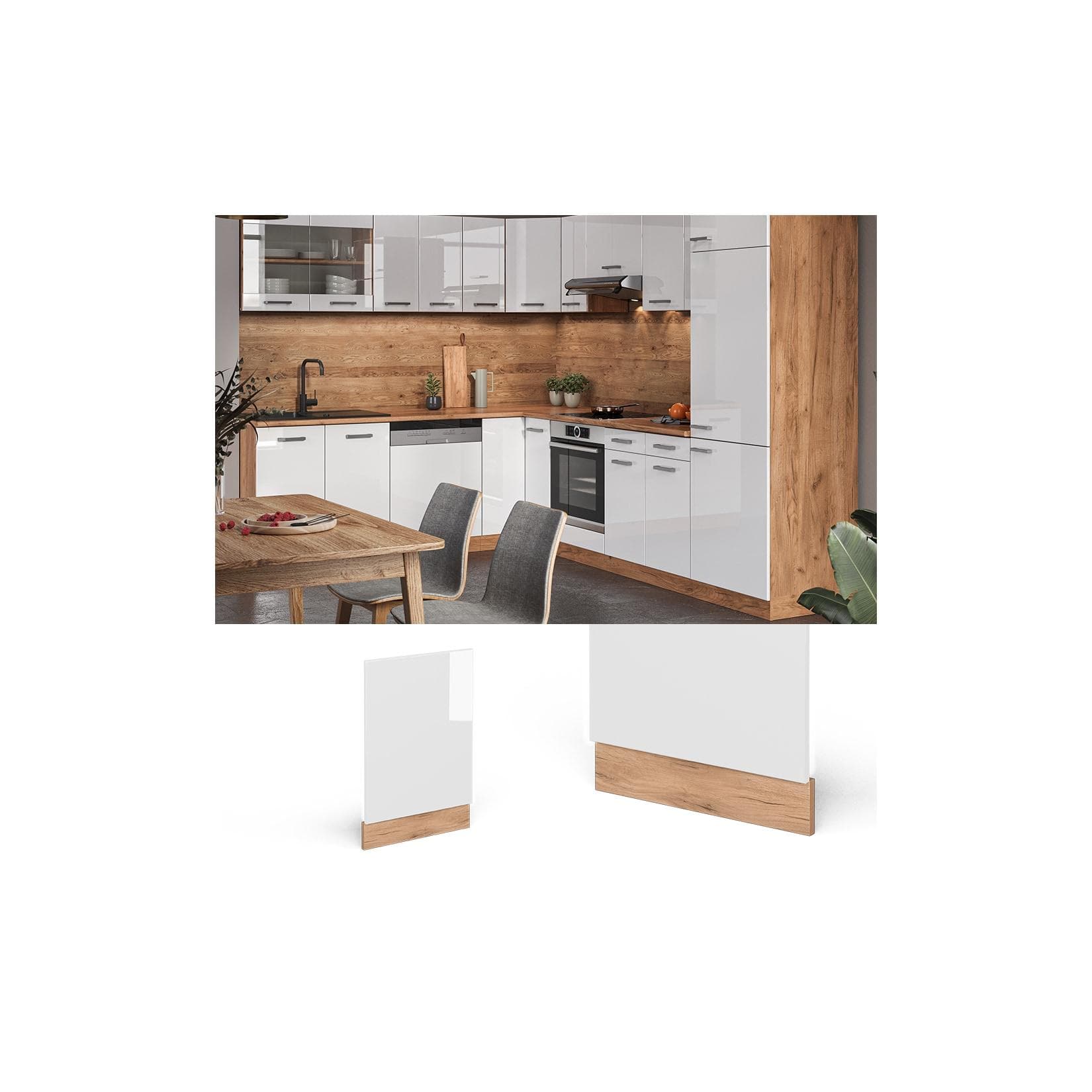VICCO Geschirrspülerfront Blende R-Line 45 cm Goldkraft Weiß