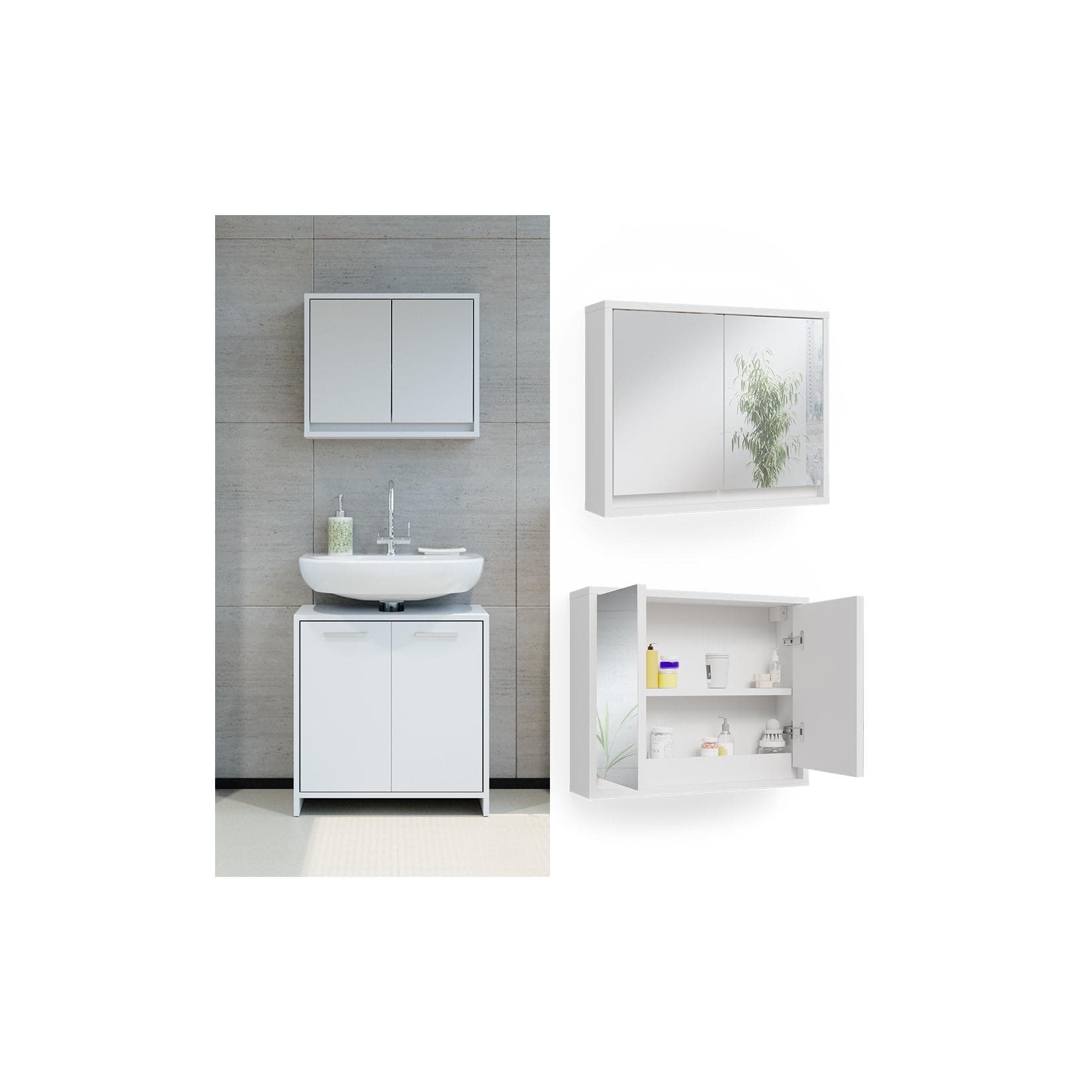 Vicco Badezimmerspiegelschrank Mila Weiß, Spanplatte