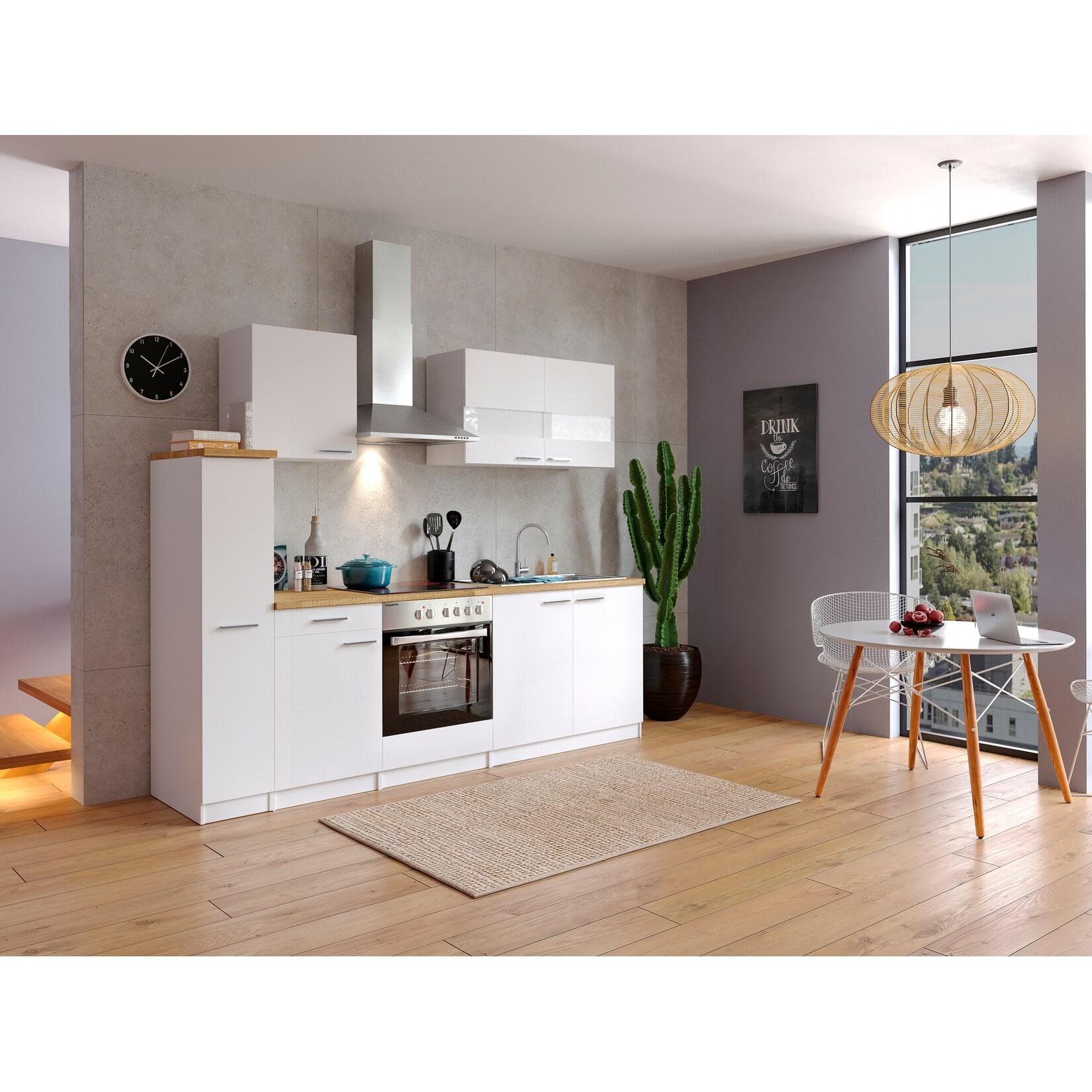 Respekta Küchenzeile KB240WWC Weiß mit Soft-Close