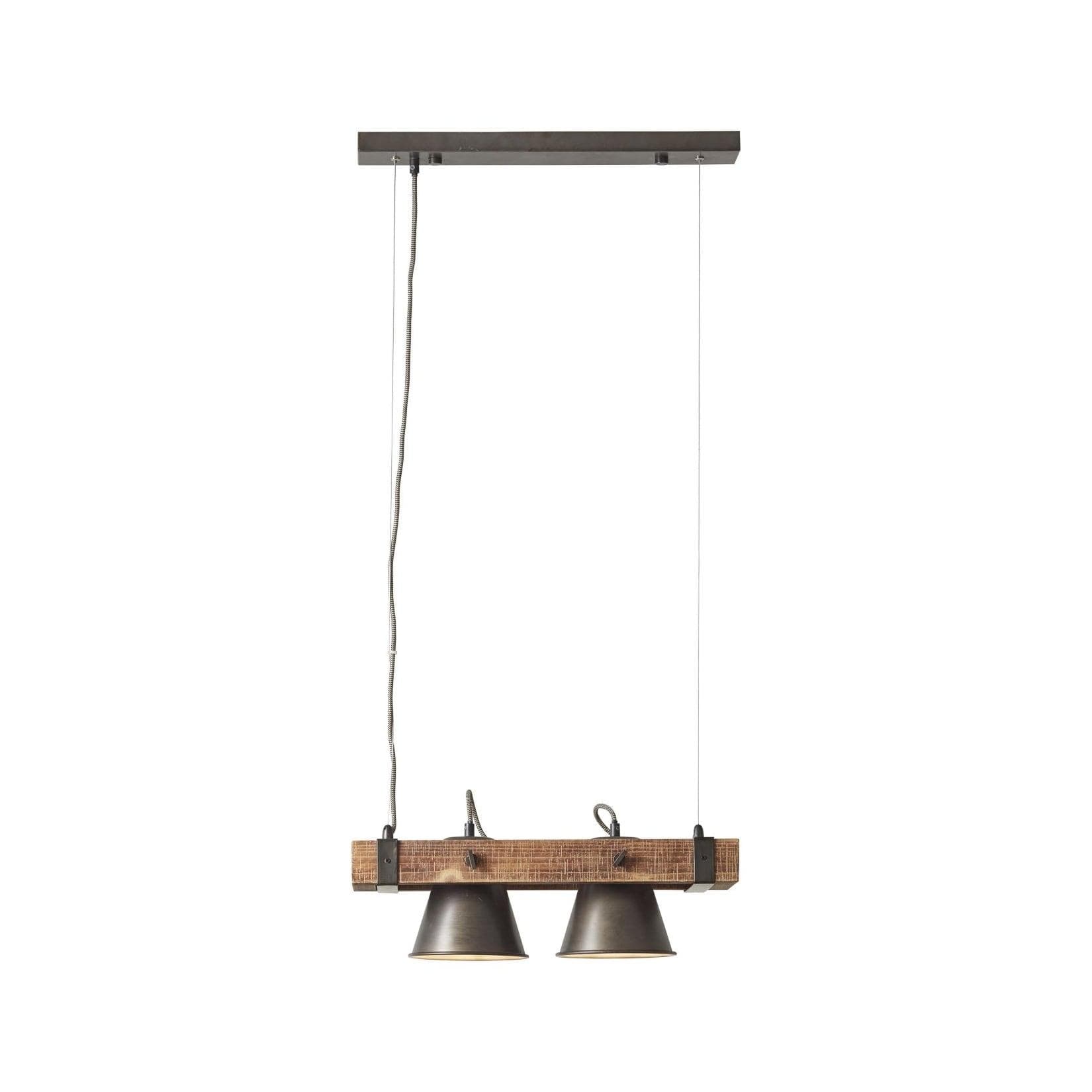 BRILLIANT Decca Pendelleuchte 2-flammig Schwarz Stahl FSC Holz