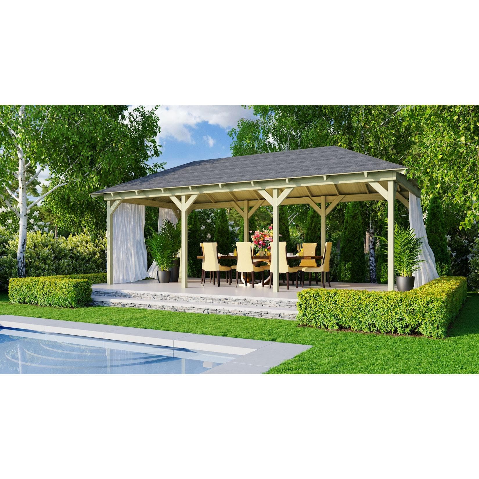 CHILLROI Rechteckiger Holzpavillon 289 x 639 cm