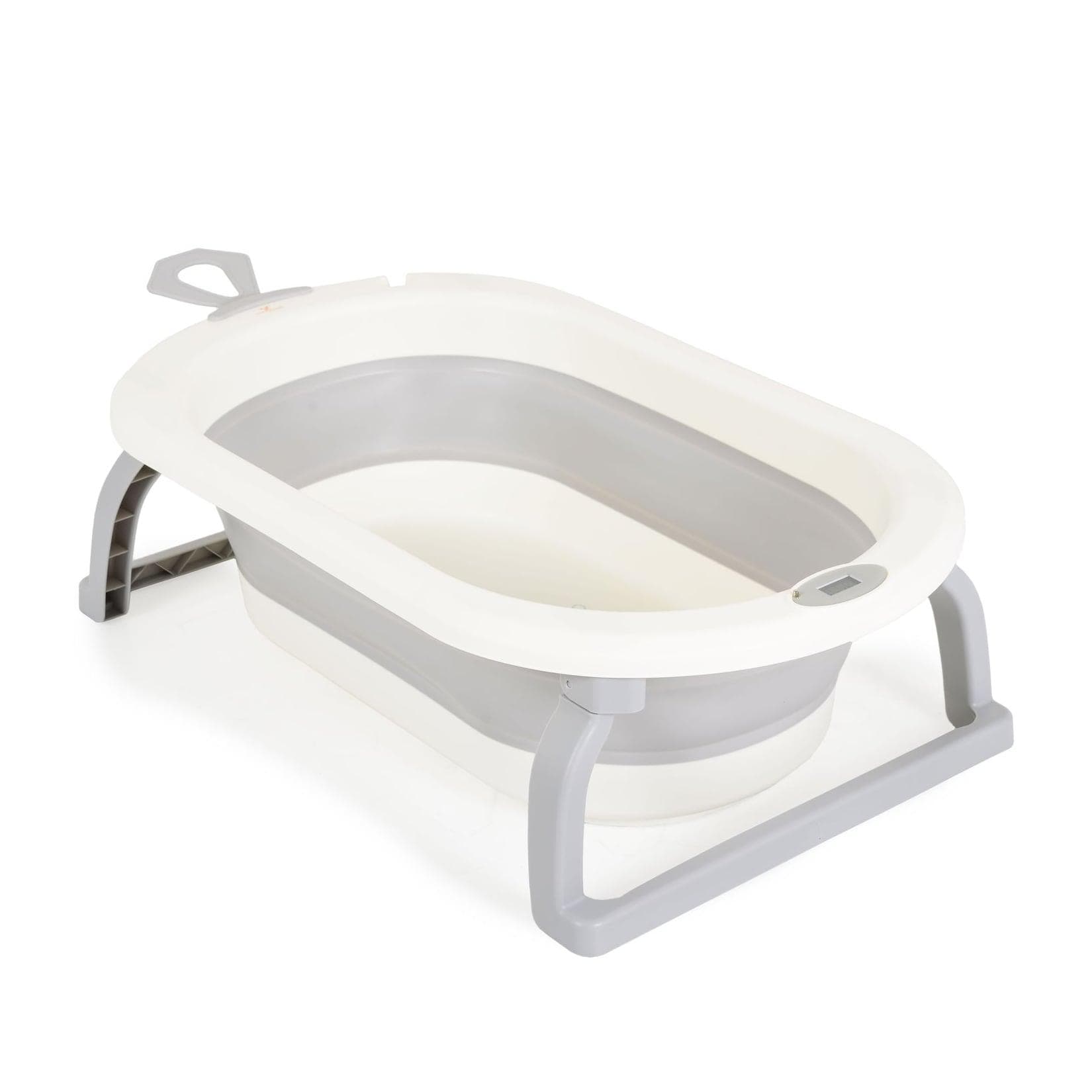 Cangaroo faltbare Babybadewanne Terra mit Digitalthermometer und Wasserablauf grau