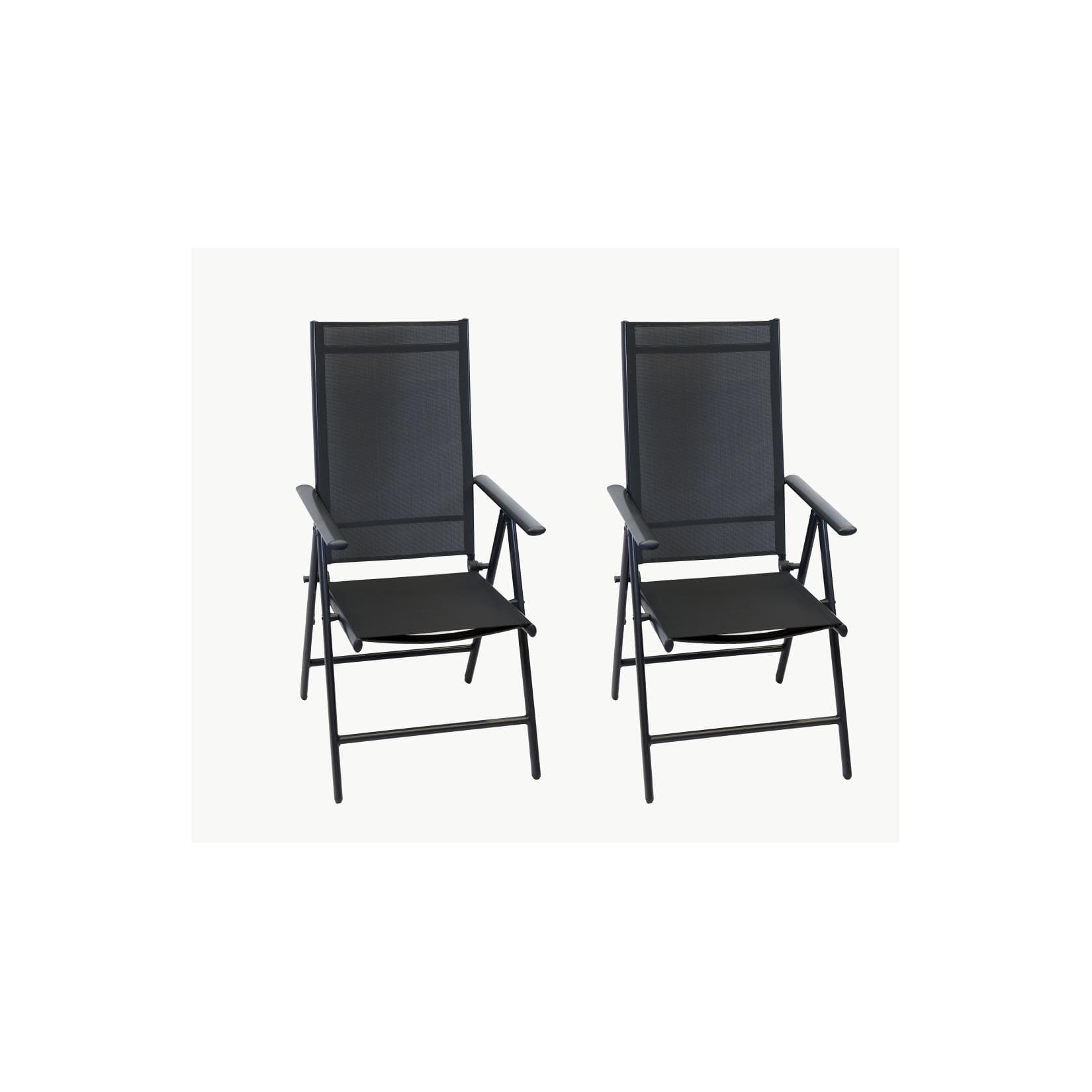CHILLROI Aluminium Klappstuhl 2er Set Anthrazit Gartenstuhl klappbar