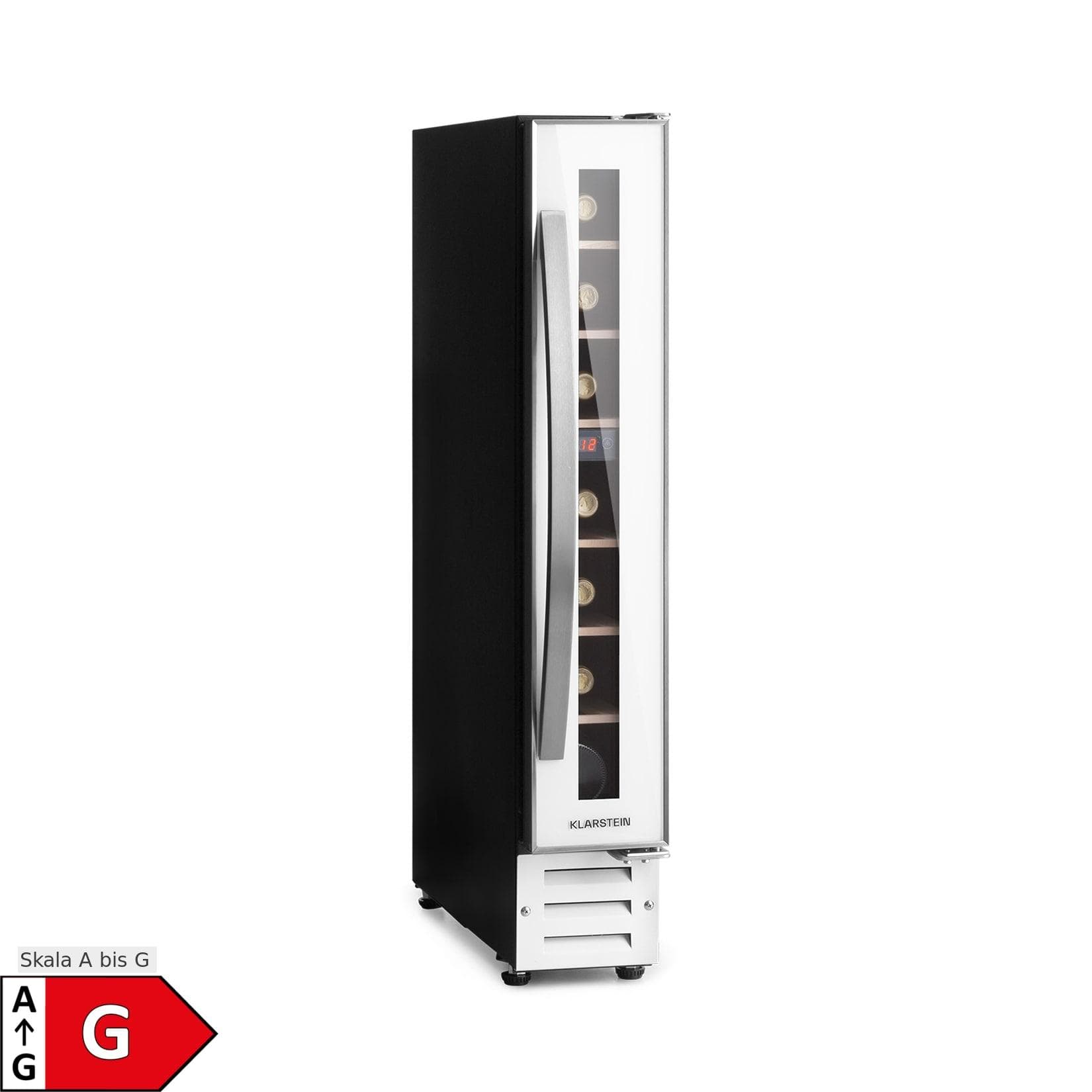 Klarstein Vinovilla 7 Built-in Uno Quartz Einbau-Weinkühlschrank Weißes Glas Weiß