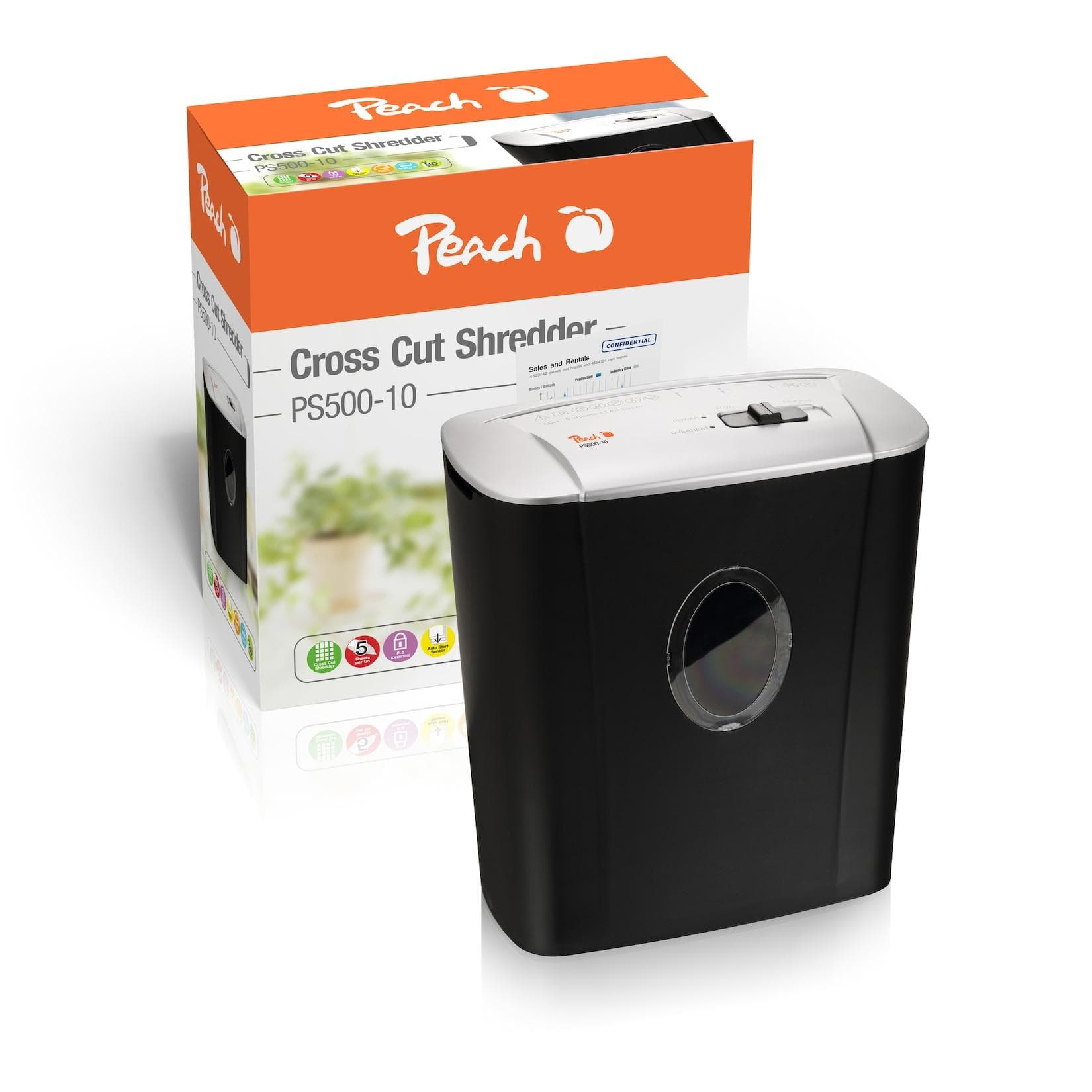 Peach P-4 Aktenvernichter 6 Blatt PS500-10 Grau