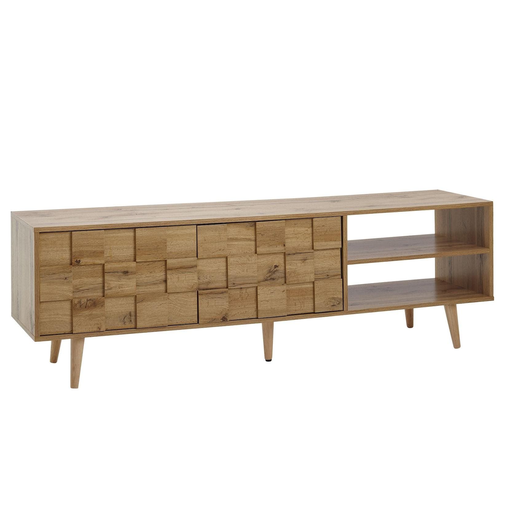 FineBuy TV-Board Kommode 160cm Eiche Dekor Design Front Lowboard mit 2 Türen