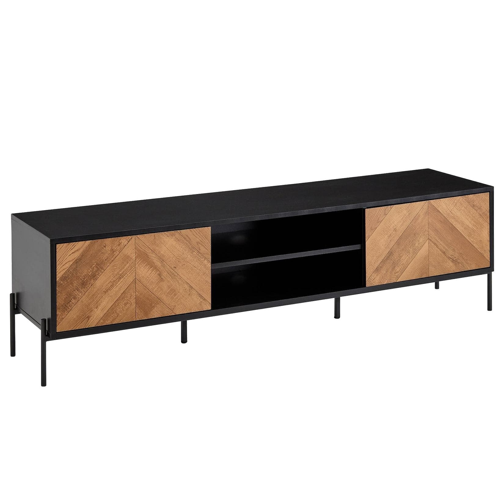 FINEBUY Lowboard TV-Board Schwarz Eiche Dekor 163cm