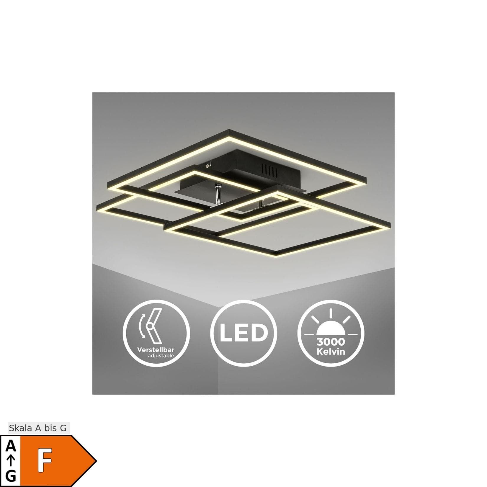 B.K.Licht LED Deckenleuchte BKL1505 - Schwenkbare Büro-Deckenlampe in Schwarz