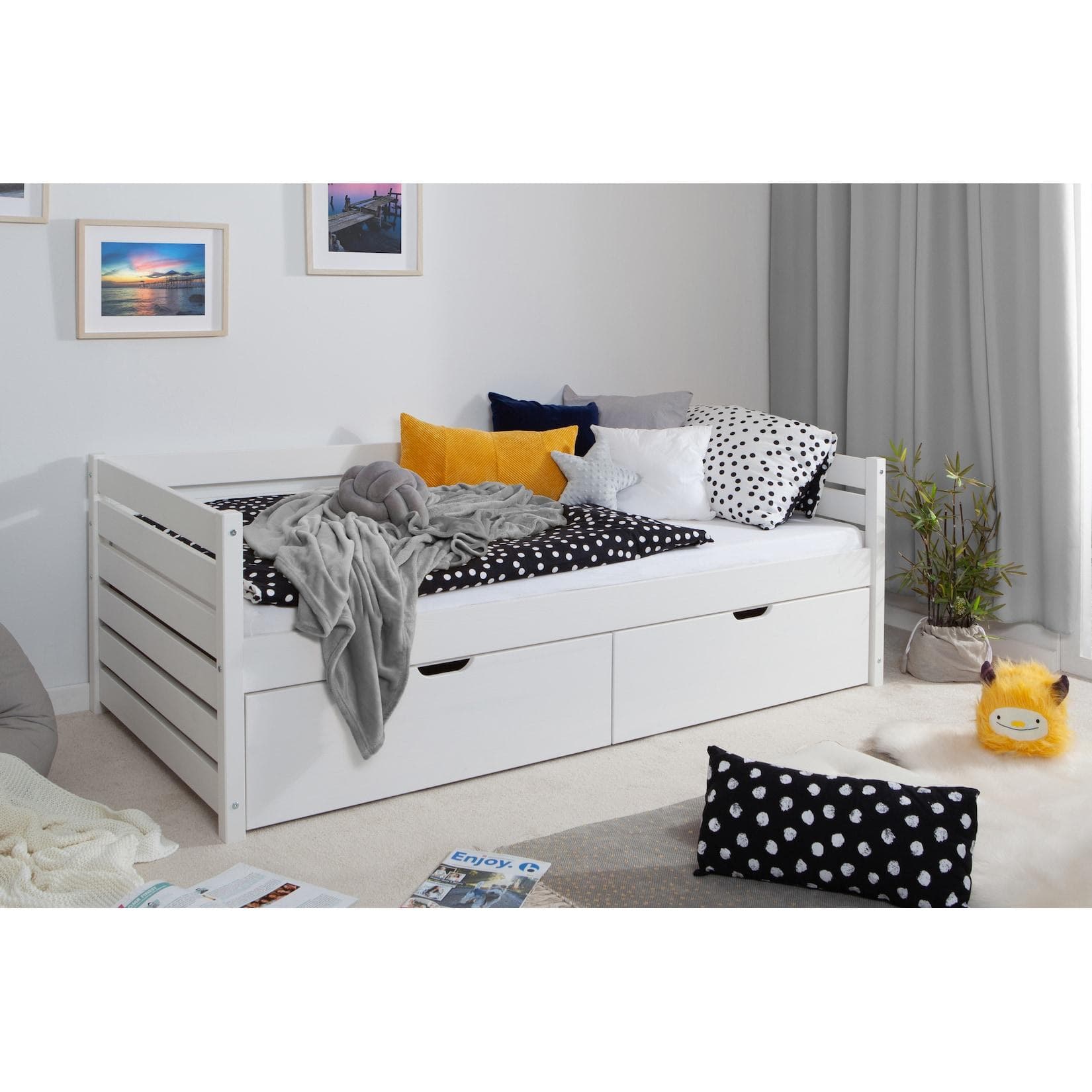 TiCAA Sofabett Naomi mit Schubkästen 90x200
