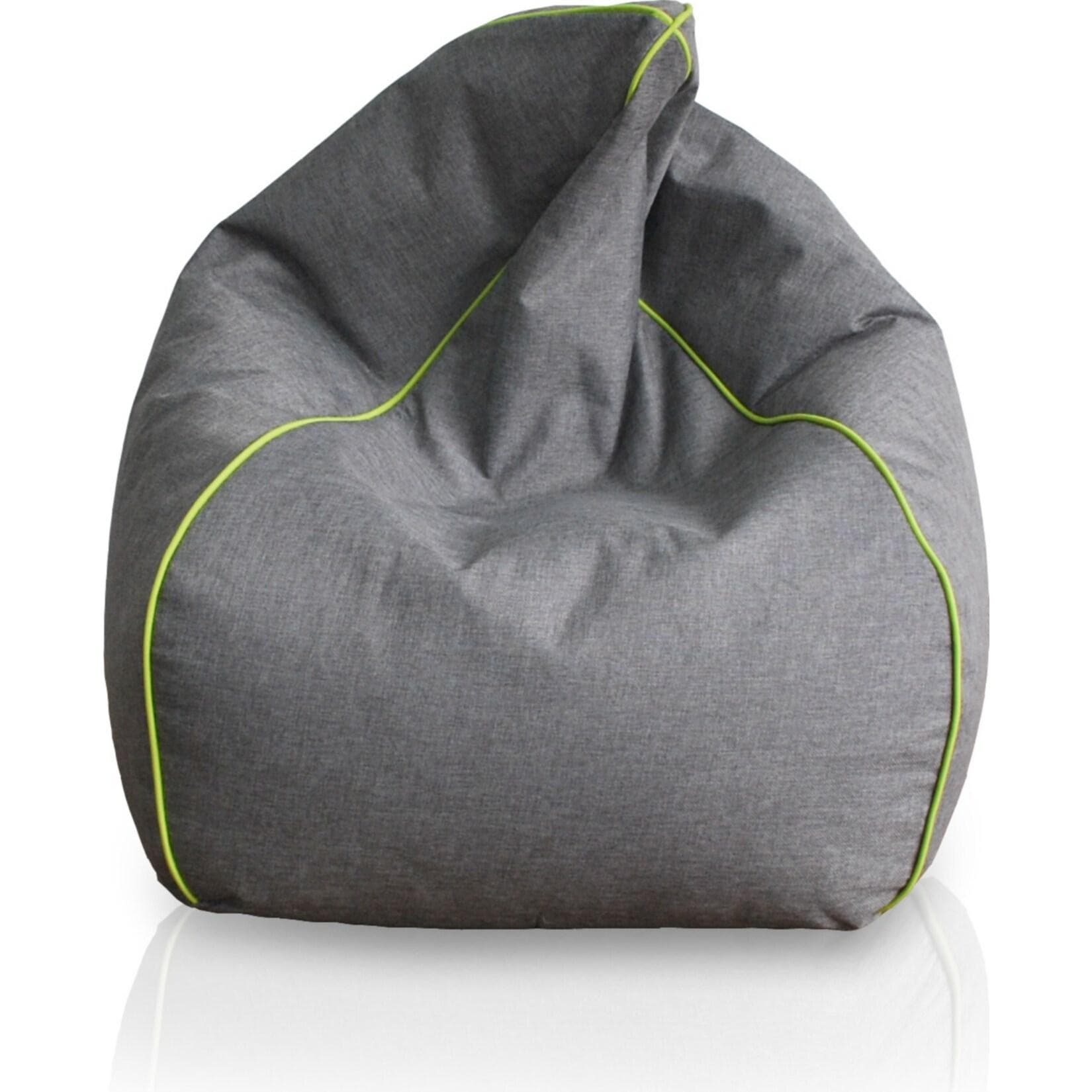 KINZLER Sitzsack Leinenoptik mit Neon-Piping Apfelgrün
