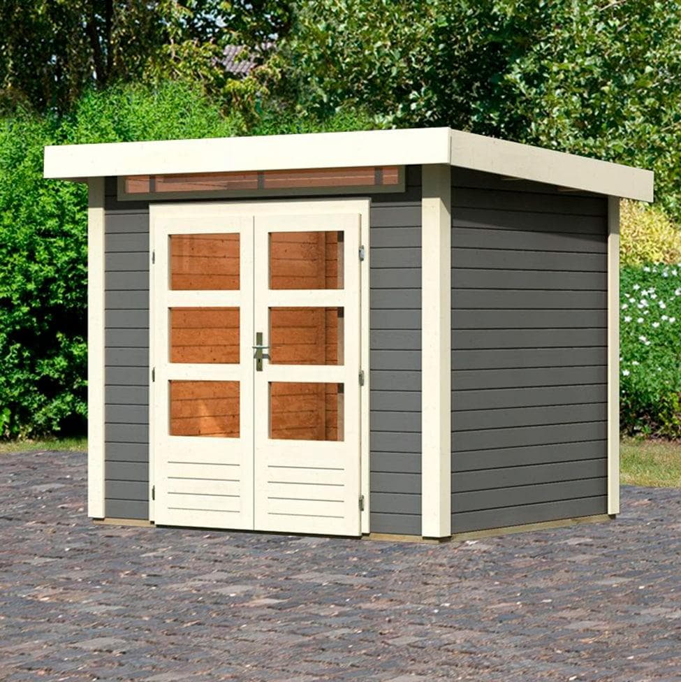 Gartenhaus KARIBU Ammersee 2 Terragrau Holzwerkstoff