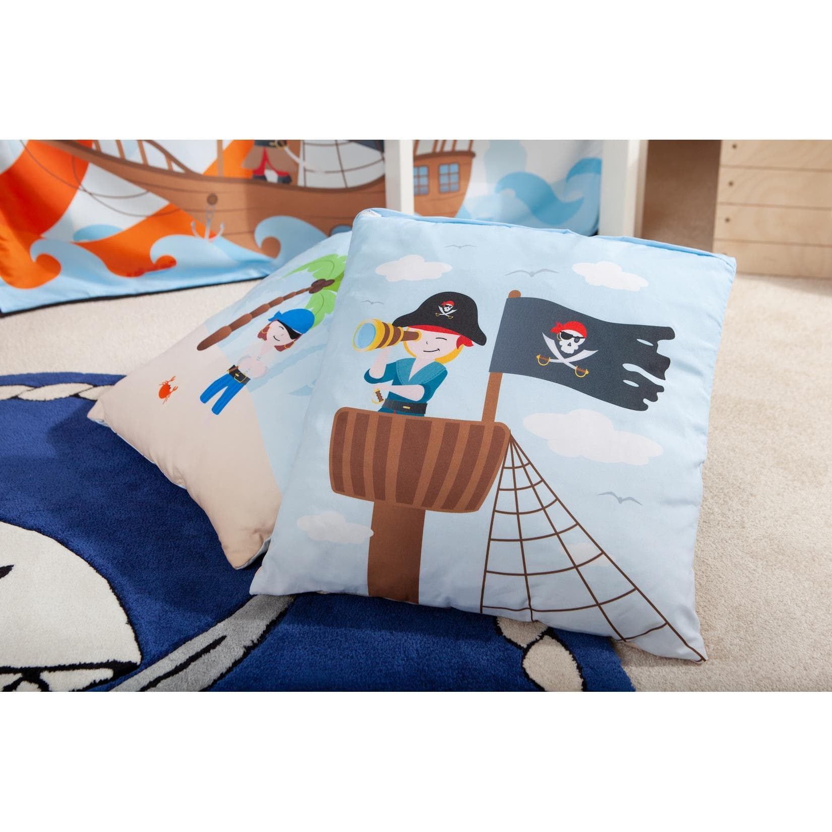 TICAA Pirat Luan Kinder Dekokissen Set - Bunte Motive fürs Kinderzimmer