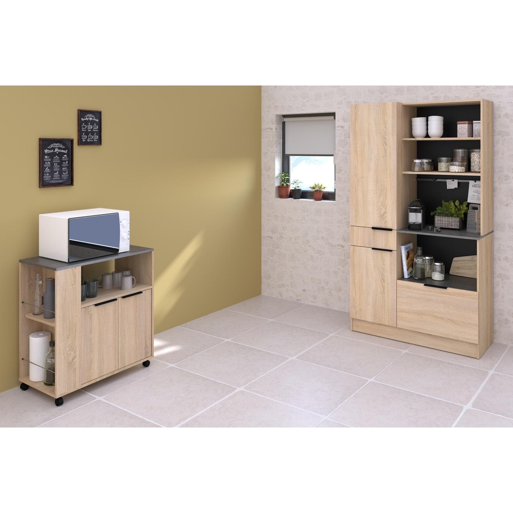 Parisot Fumay 1 Schrank-Set Braun Grau Eiche Betonoptik