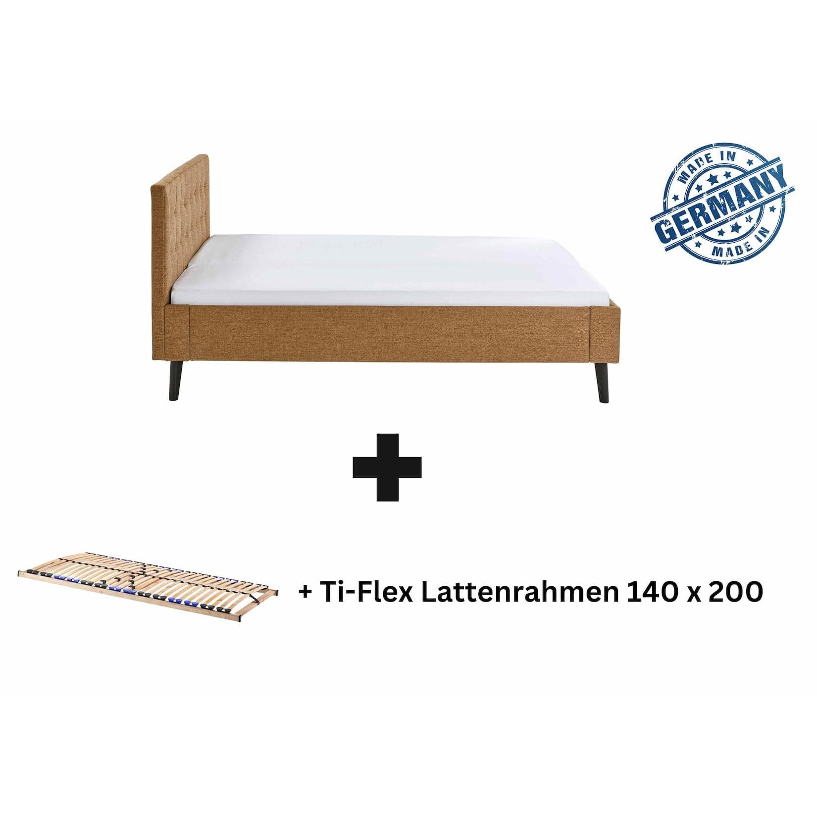Polsterbett Amira mit Kopfteil Ocker