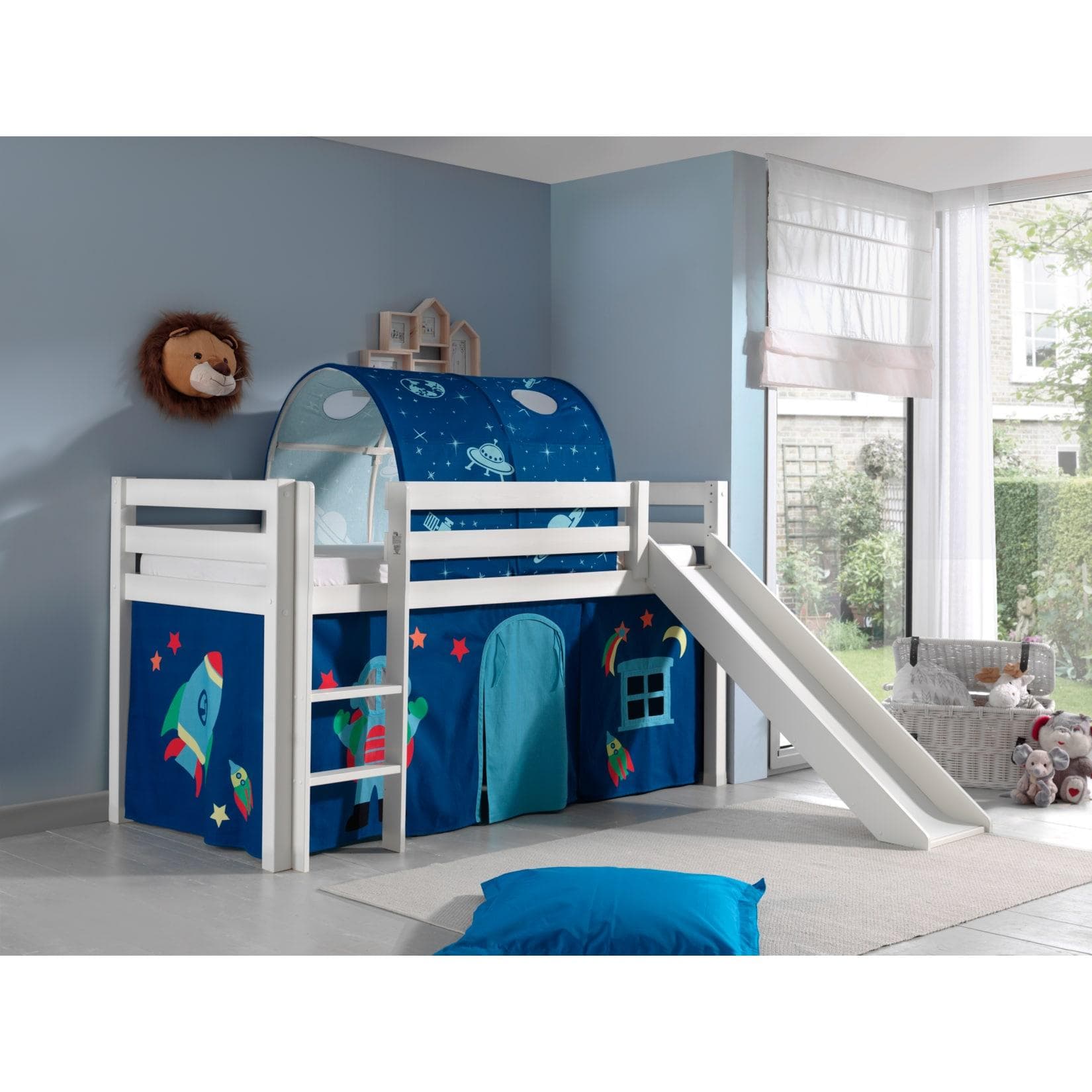 Vipack Spielbett Pino mit Rutsche & Tunnel - Kiefer massiv weiß
