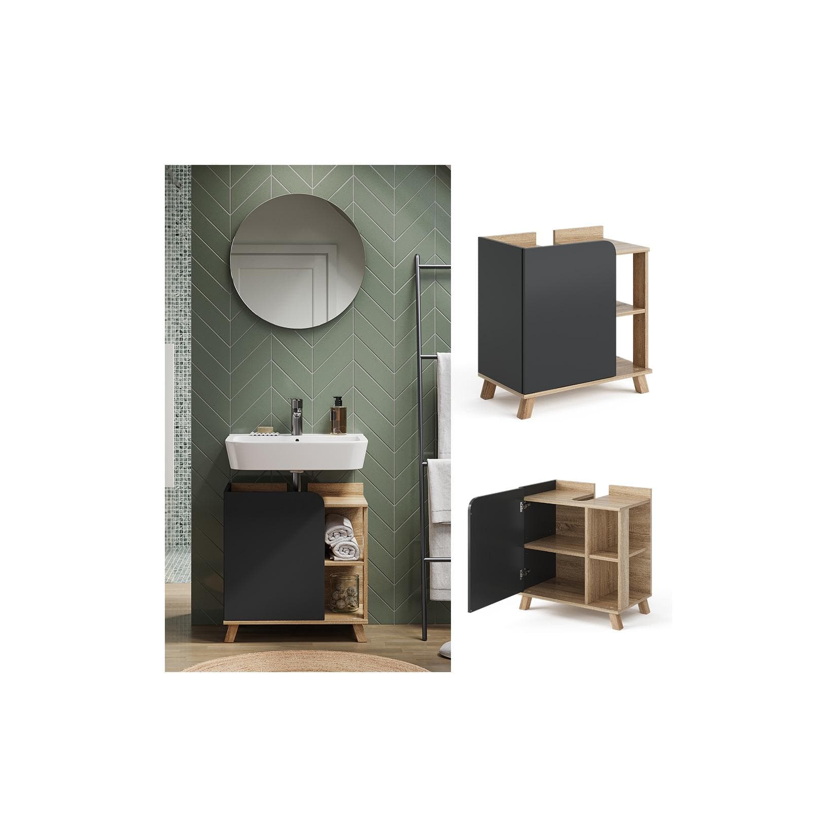 Vicco Waschbeckenunterschrank Karen Modern Sonoma/Anthrazit