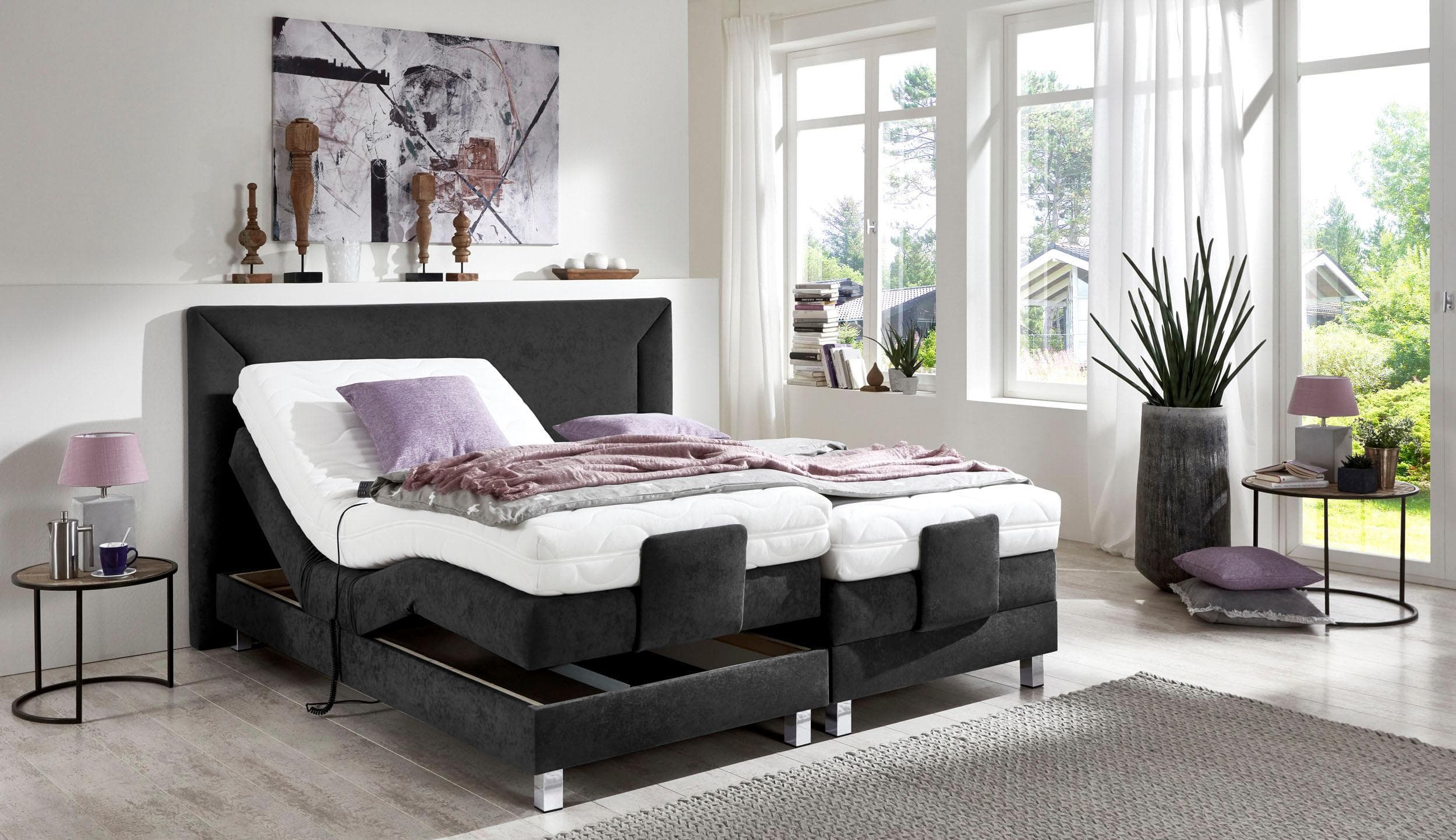 Westfalia Schlafkomfort Boxspringbett Schwarz Elektrisch Verstellbar