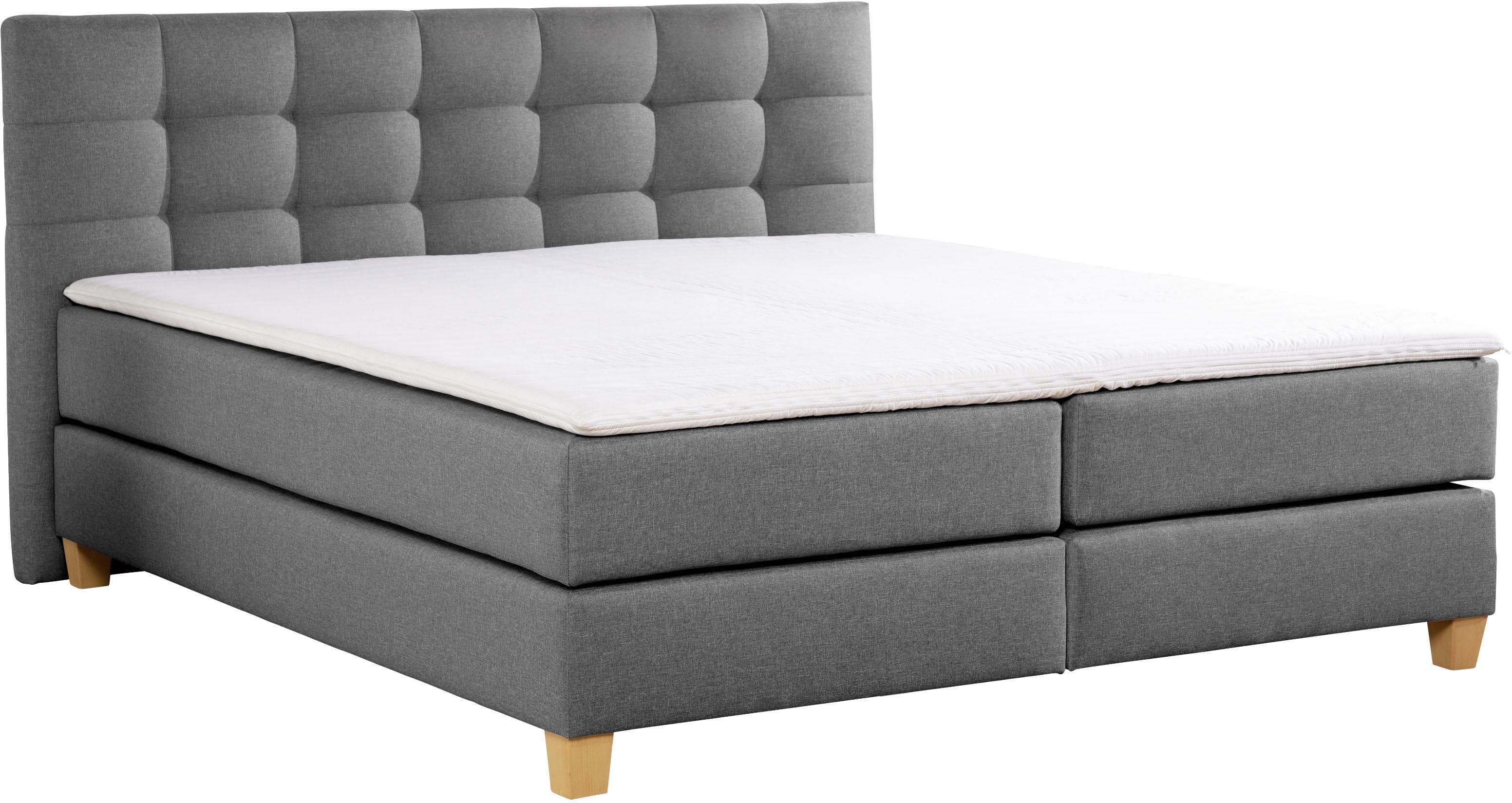 HOME AFFAIRE Boxspringbett Moulay Grau 160x220 cm mit Topper