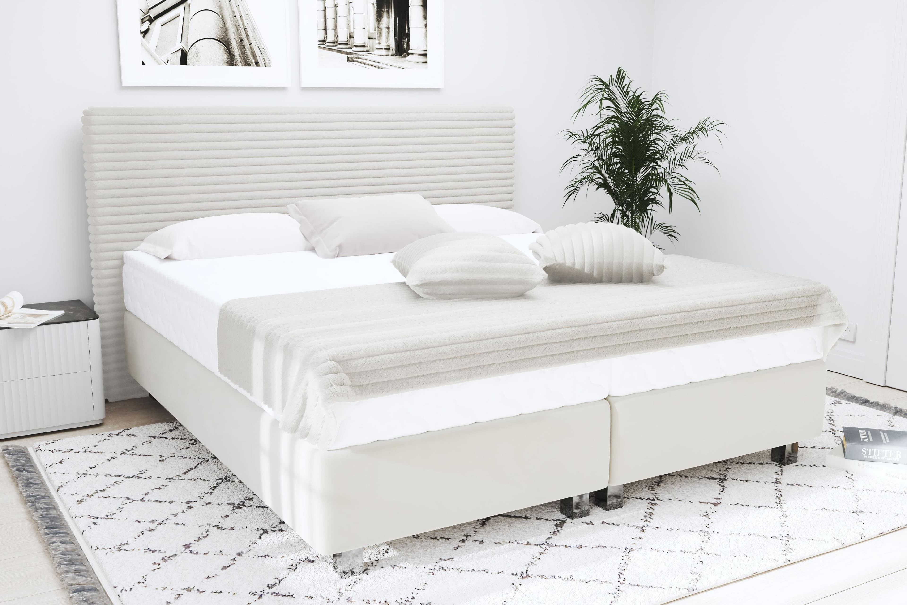 Westfalia Schlafkomfort Boxspringbett Sven Weiß 200x200 cm