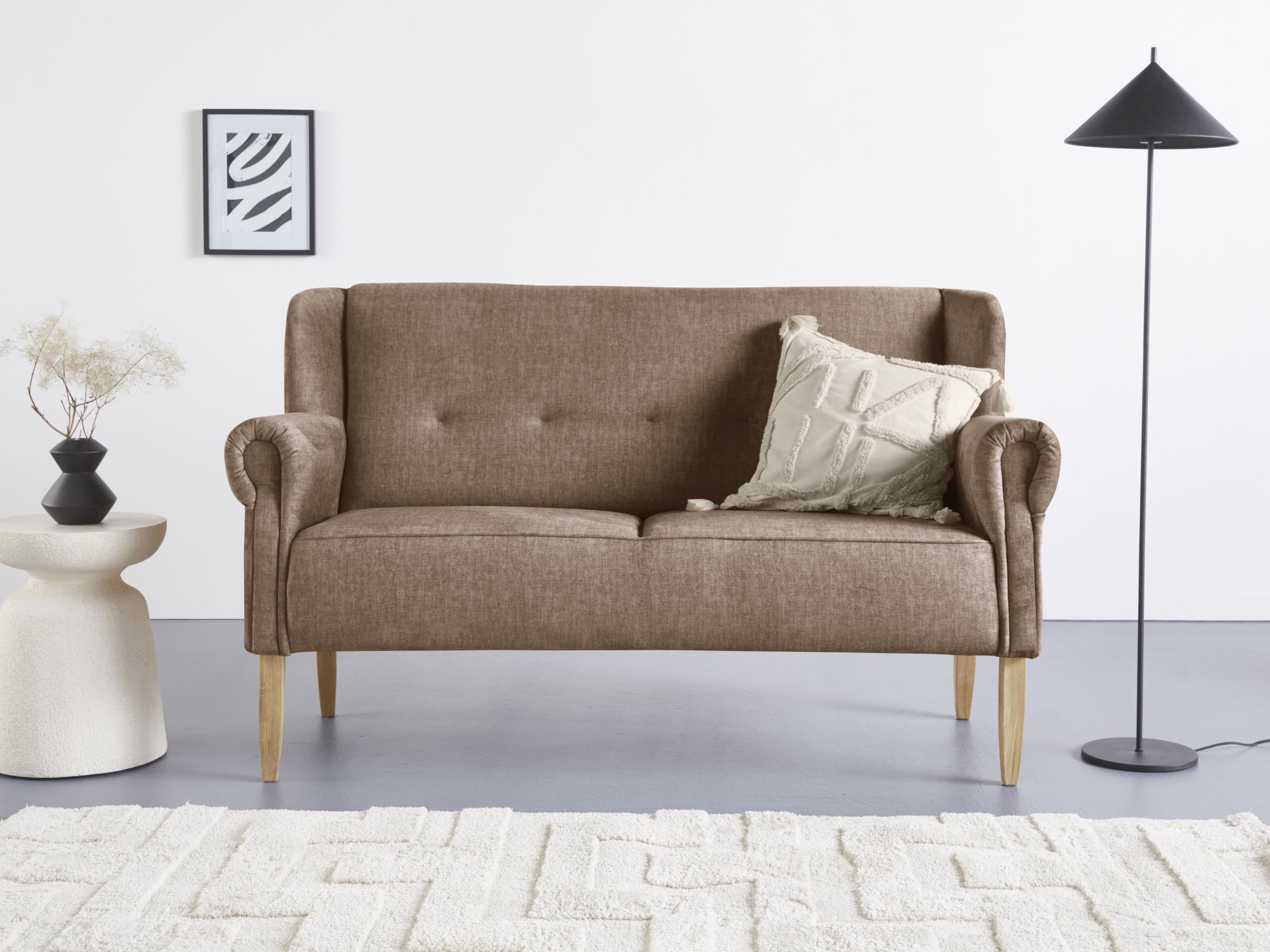 HOME AFFAIRE Moro Küchensofa hellbraun Veloursstoff 3-Sitzer