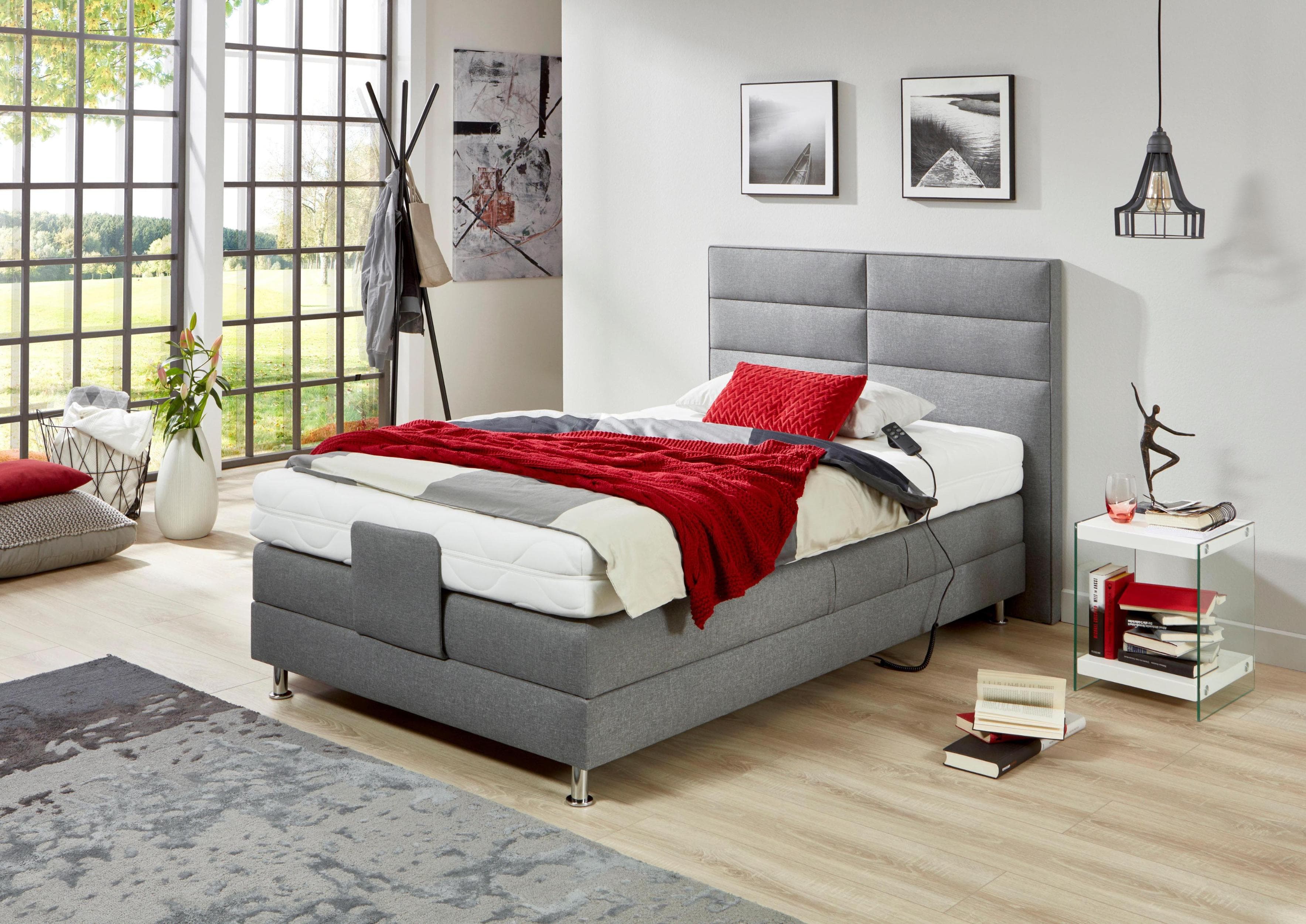 Westfalia Schlafkomfort Boxspringbett Grau Elektrisch Verstellbar